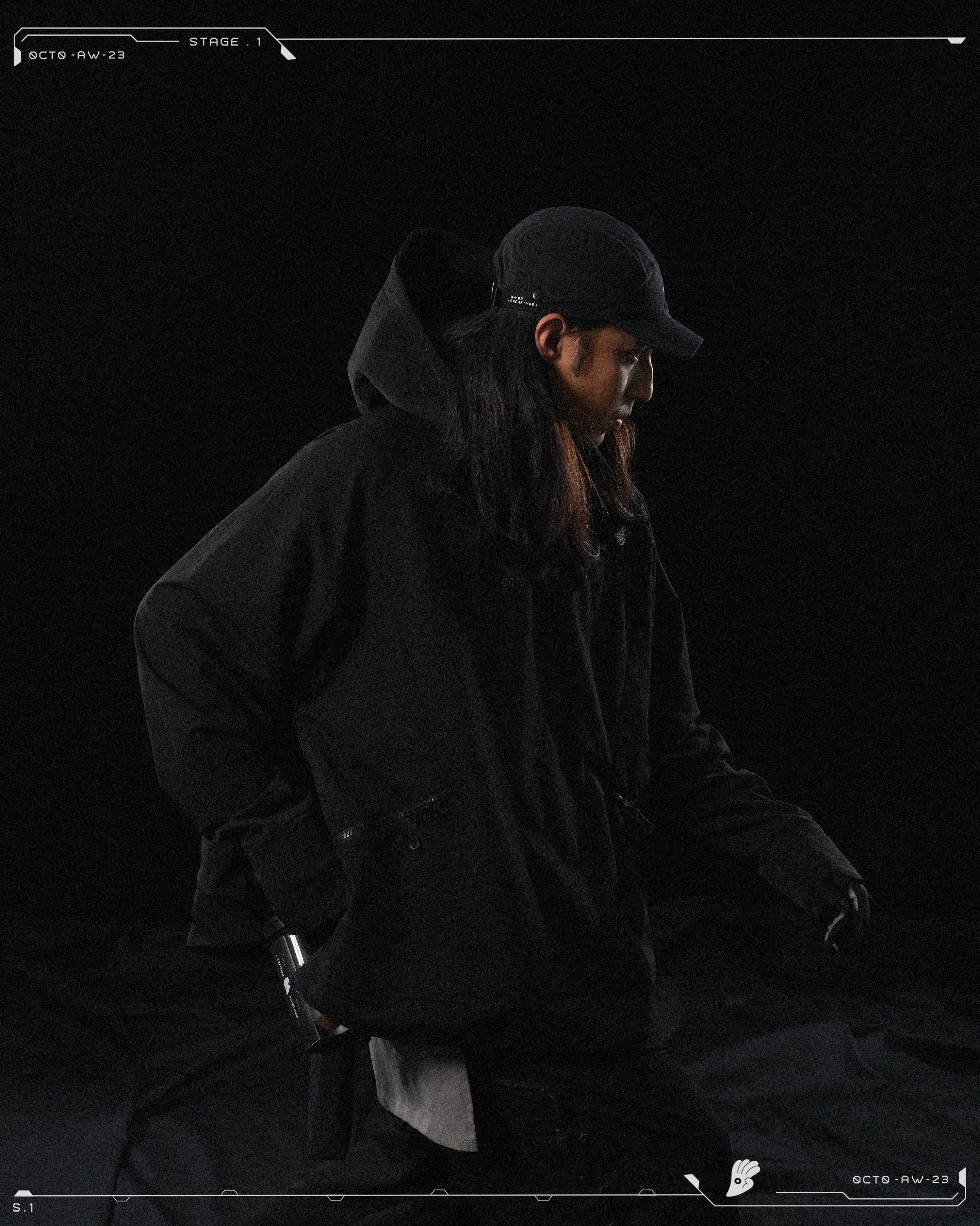 AW23 / 03 — T23-074  Maneuvering Tornado Hoodies (Black)