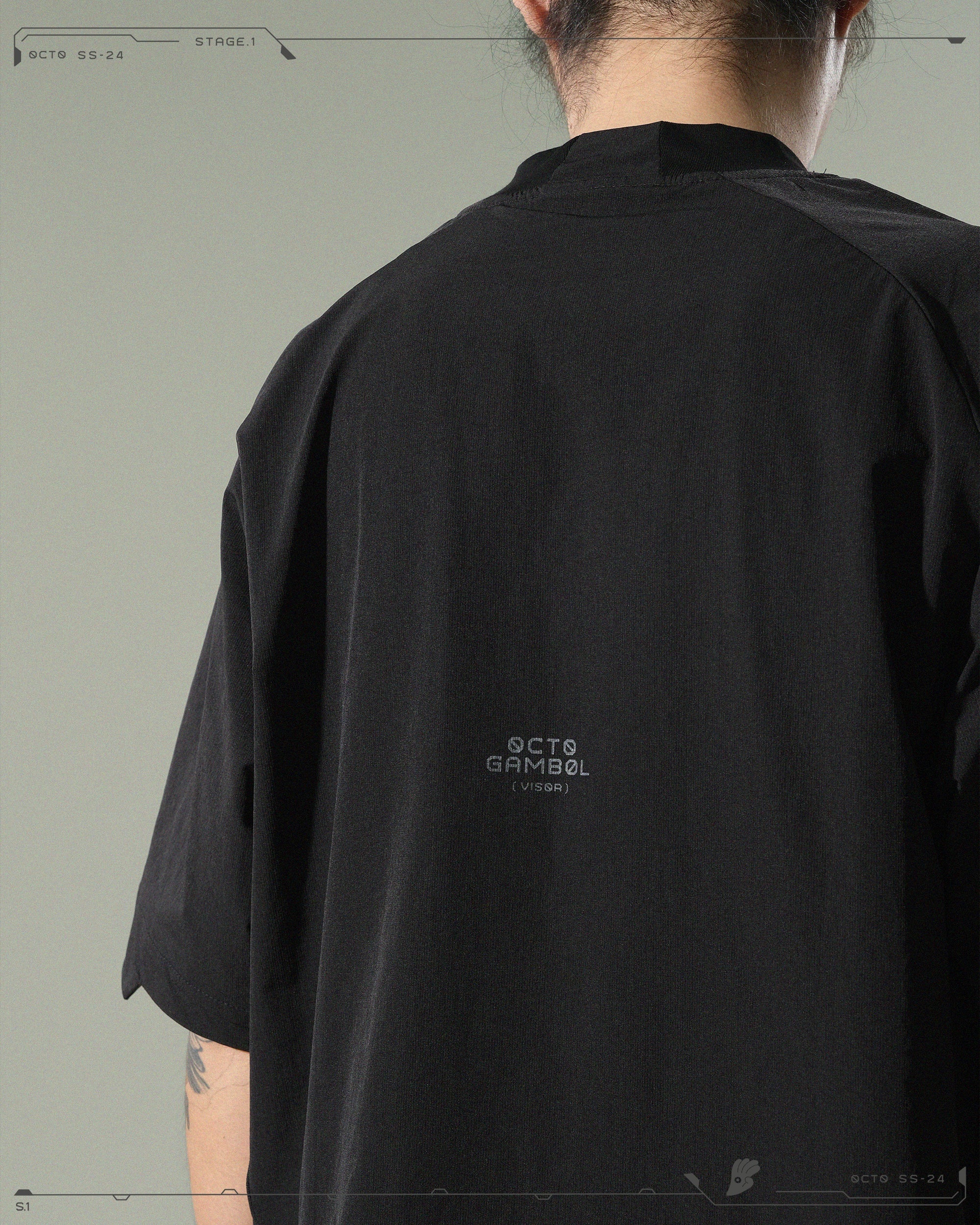 S24  / 03 —  T-01  Irregular Polygon Visor T-shirt  (Black)