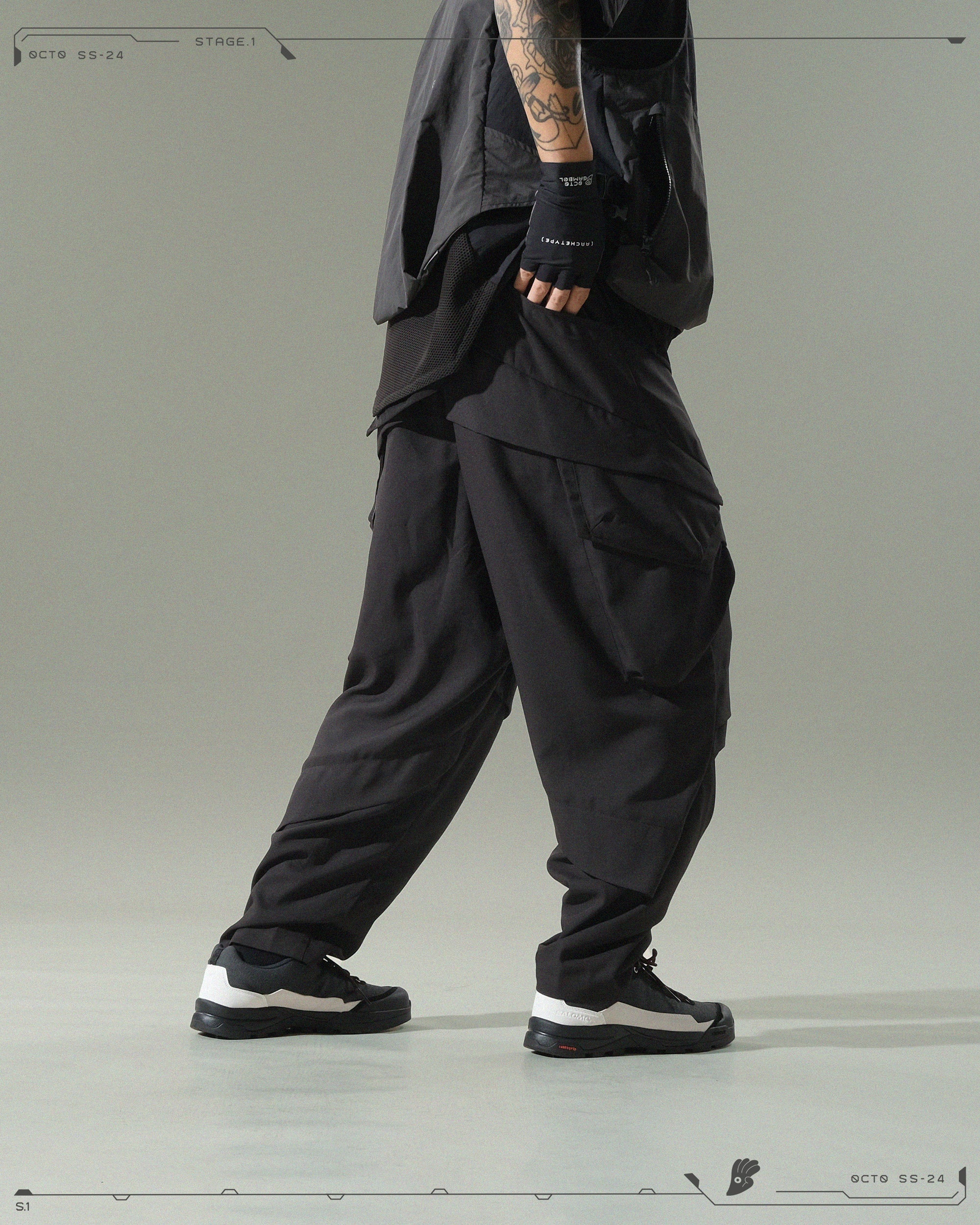 S24 / 04 — P -01  Radial Visor Orb Pants (Black)