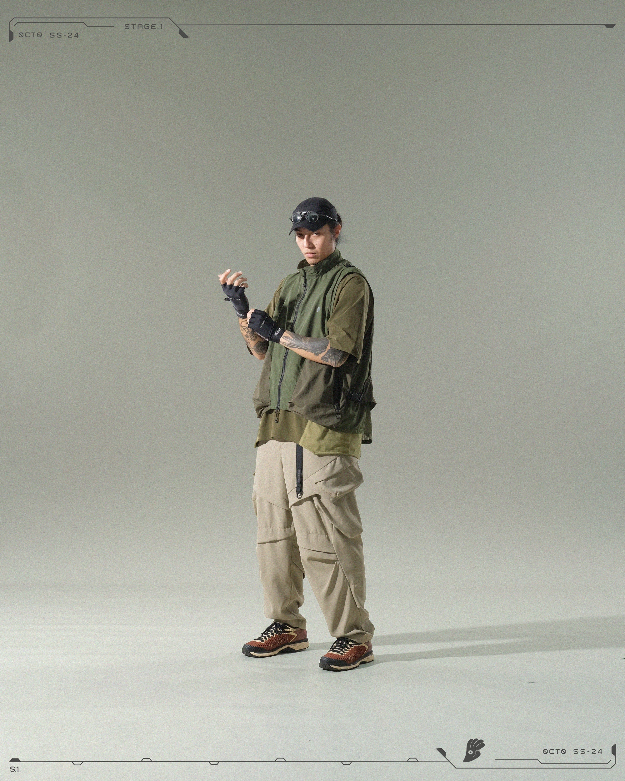 S24 / 04 — P -01  Radial Visor Orb Pants (Pewter Khaki)