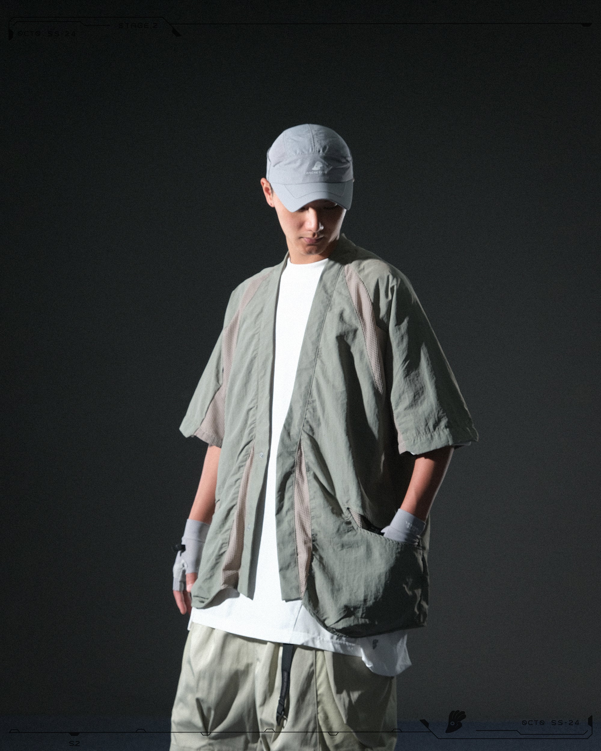 S24  / 08 —  O-02  Double Splicing Tornado Kimono (Sage Green)