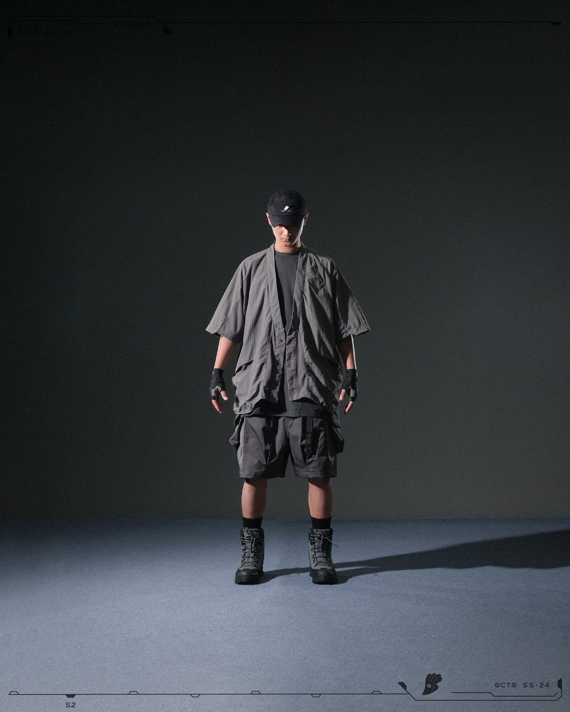 S24  / 08 —  O-02  Double Splicing Tornado Kimono (Steel Grey)