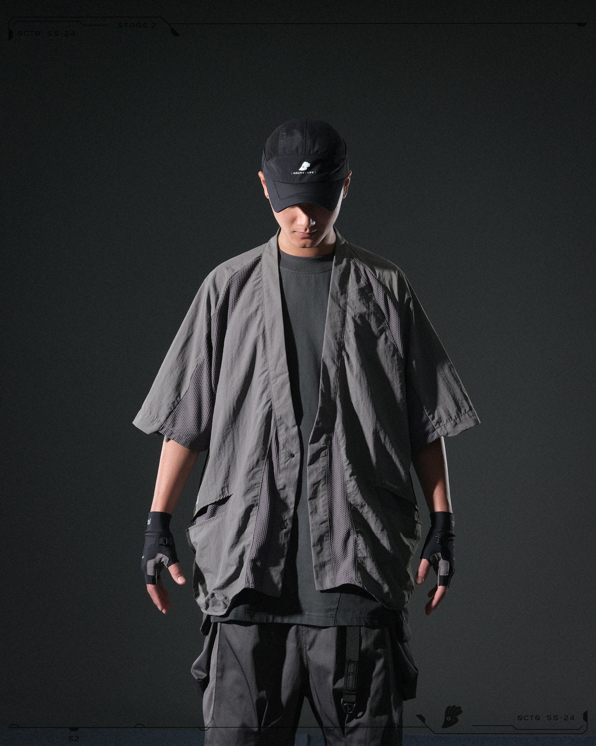 S24  / 08 —  O-02  Double Splicing Tornado Kimono (Steel Grey)