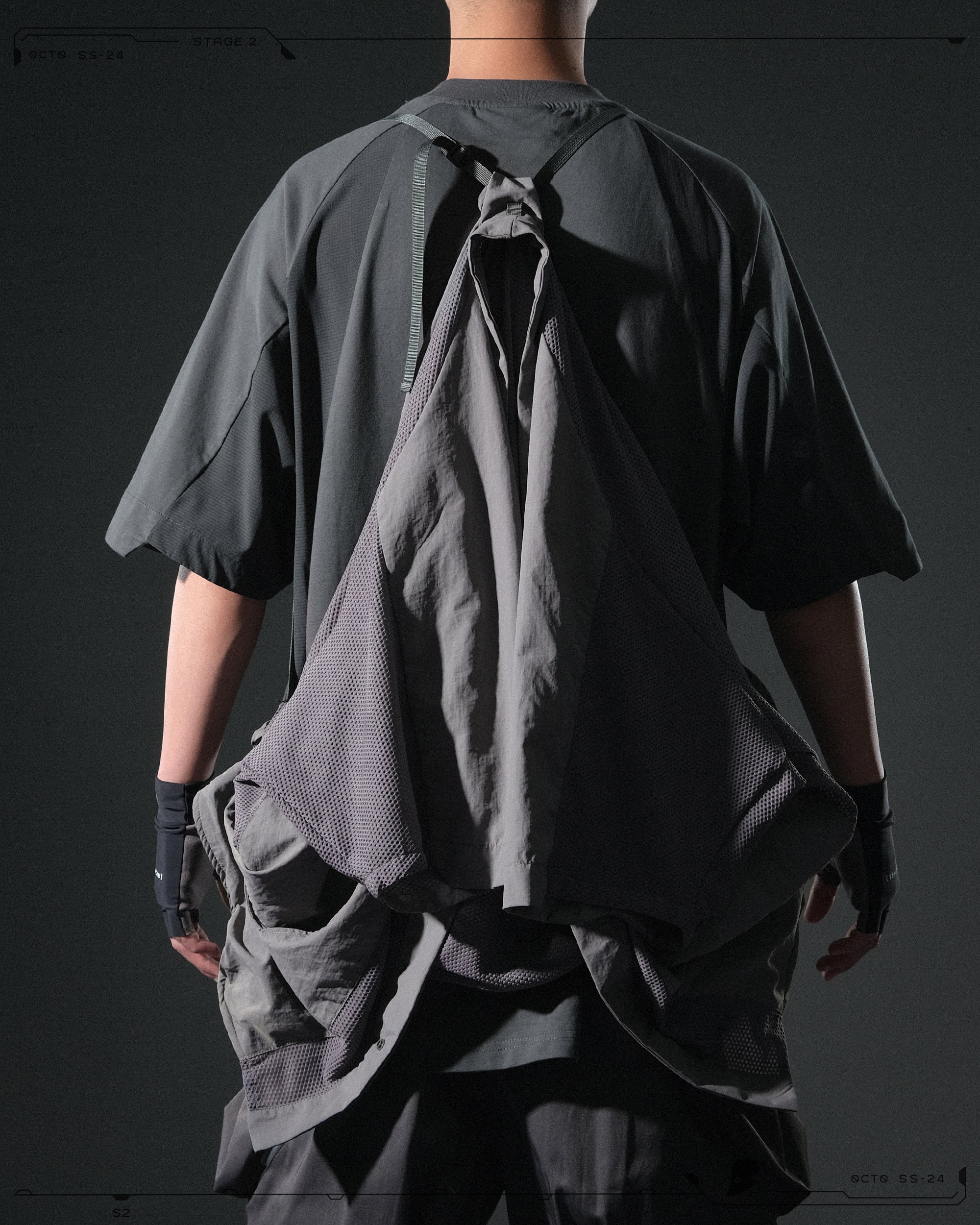 S24  / 08 —  O-02  Double Splicing Tornado Kimono (Steel Grey)