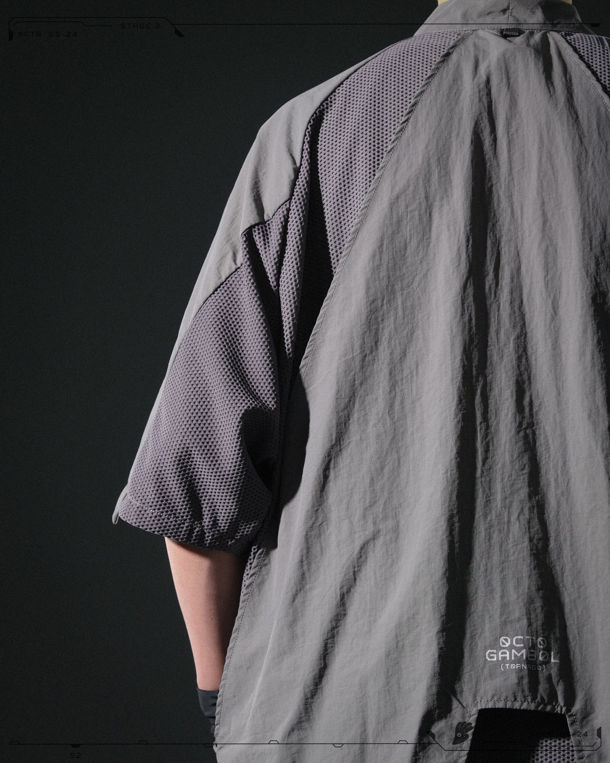 S24  / 08 —  O-02  Double Splicing Tornado Kimono (Steel Grey)