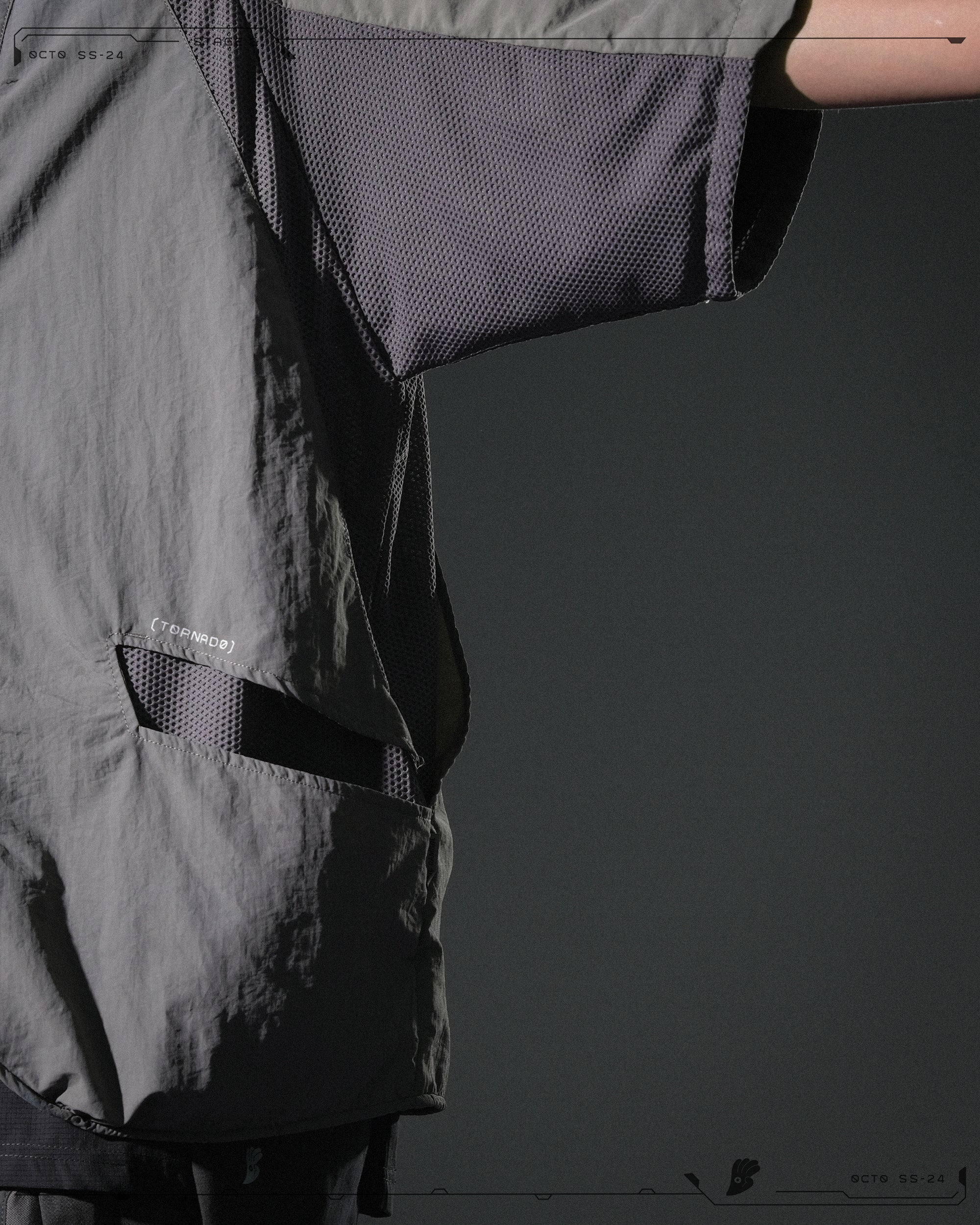 S24  / 08 —  O-02  Double Splicing Tornado Kimono (Steel Grey)