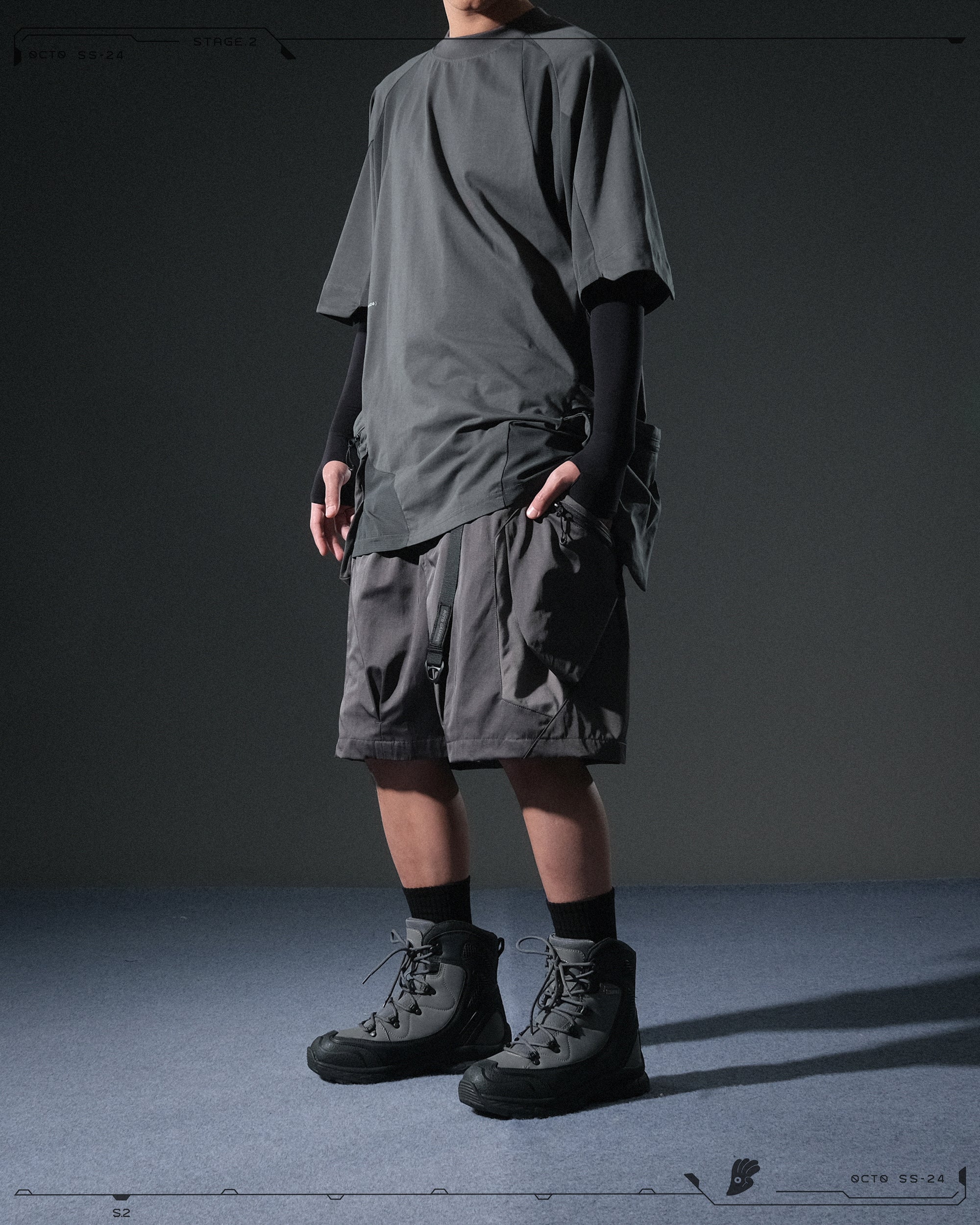 S24 / 07 — S-02  Hollow Tornado Shorts  (Iron Grey)