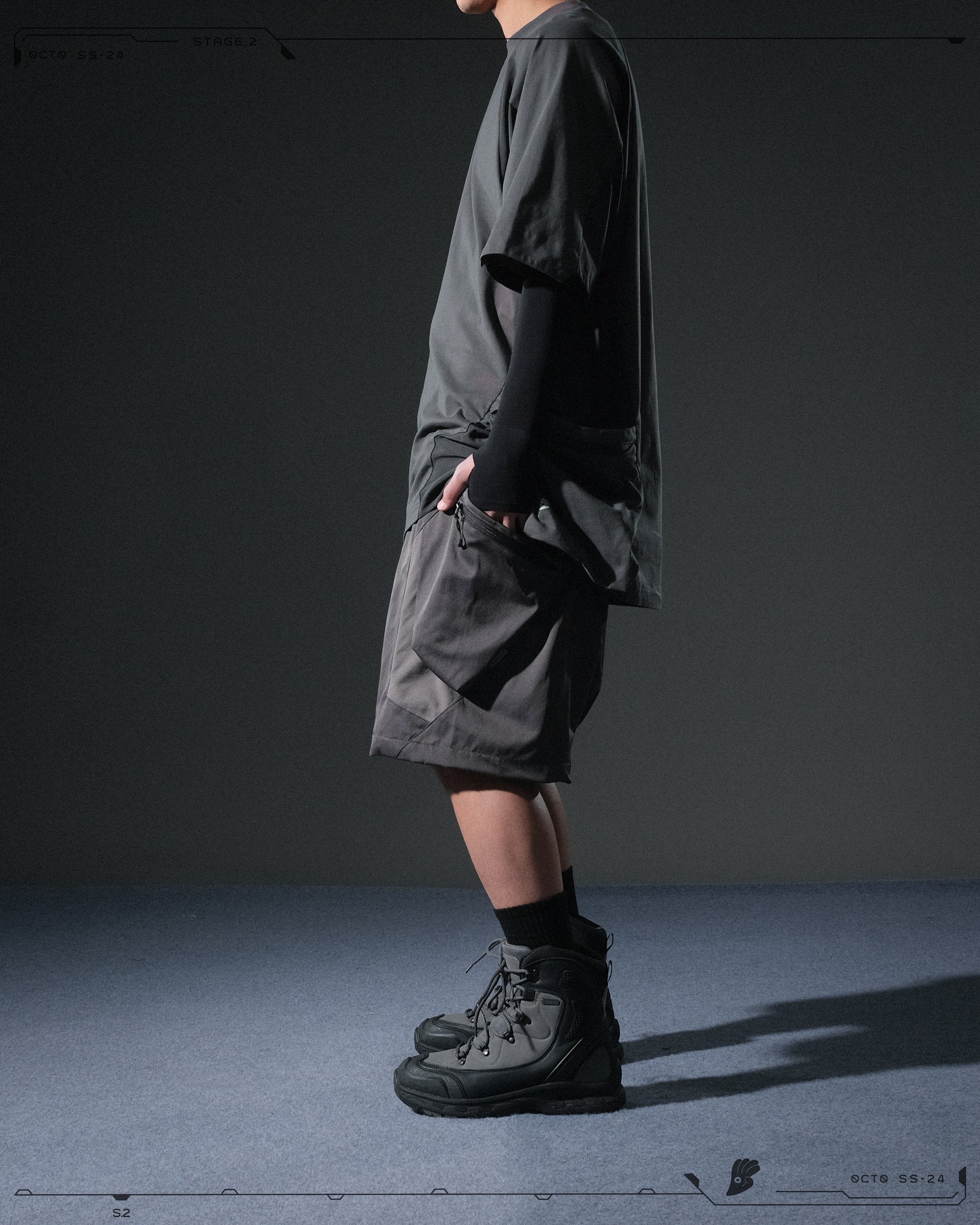 S24 / 07 — S-02  Hollow Tornado Shorts  (Iron Grey)