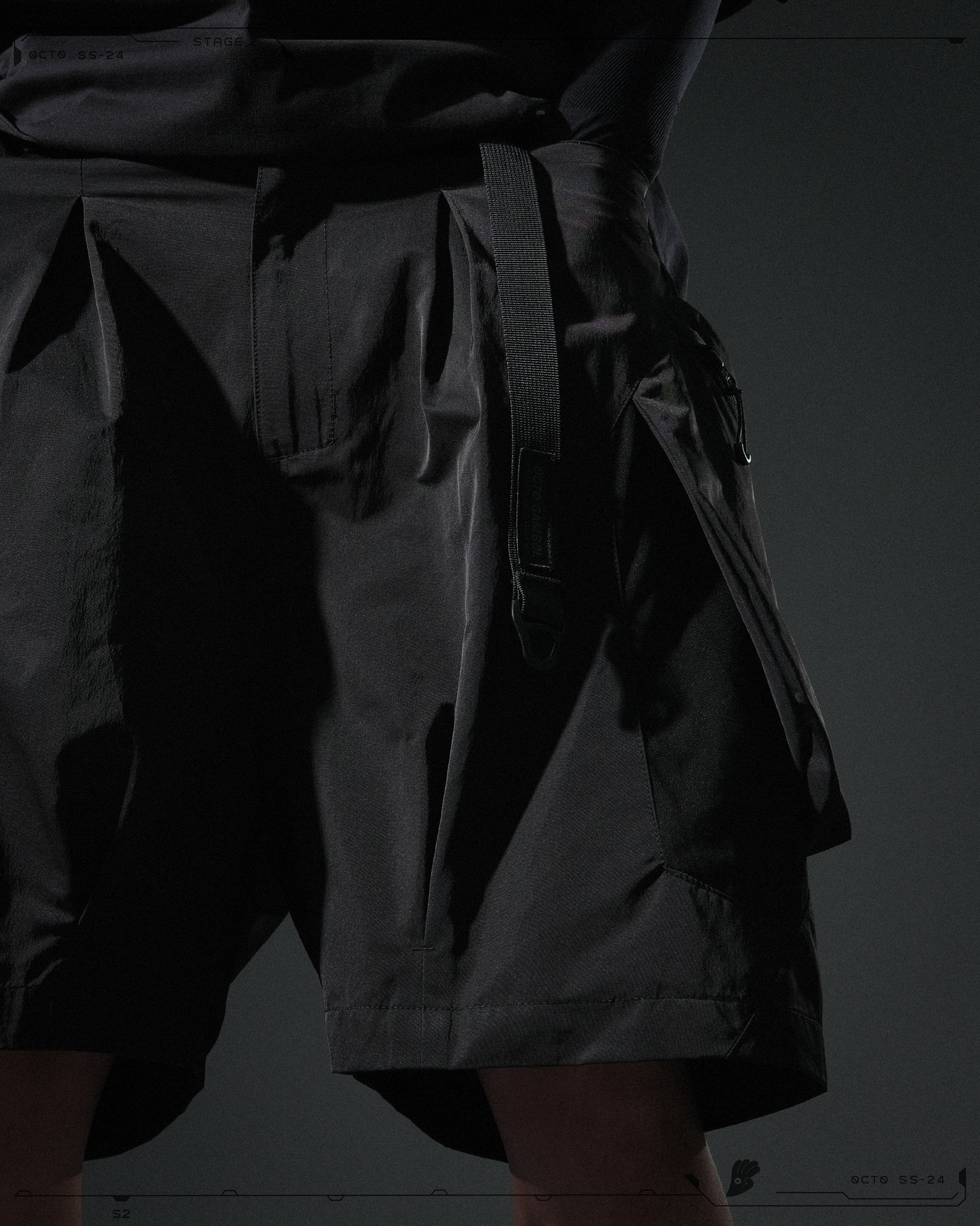 S24 / 07 — S-02  Hollow Tornado Shorts  (Black)
