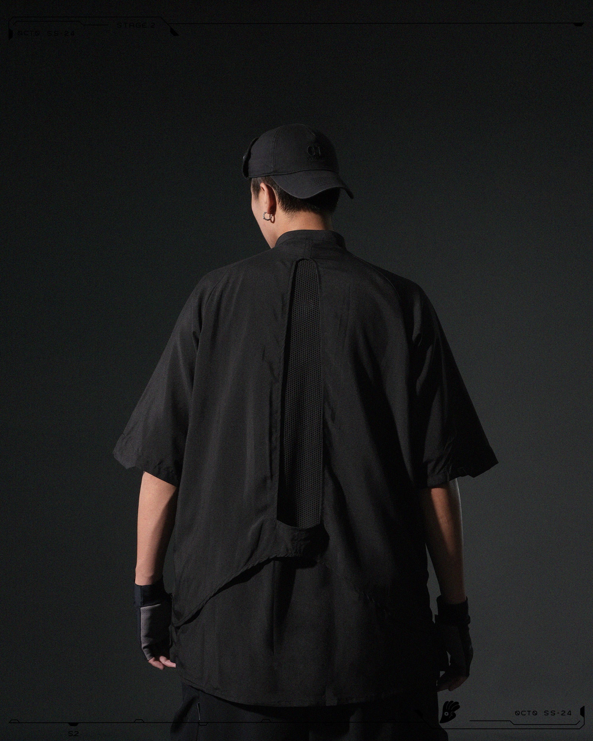 S24  / 09 —  ST-02  Stand Collar Tornado Zip Shirt  (Black)