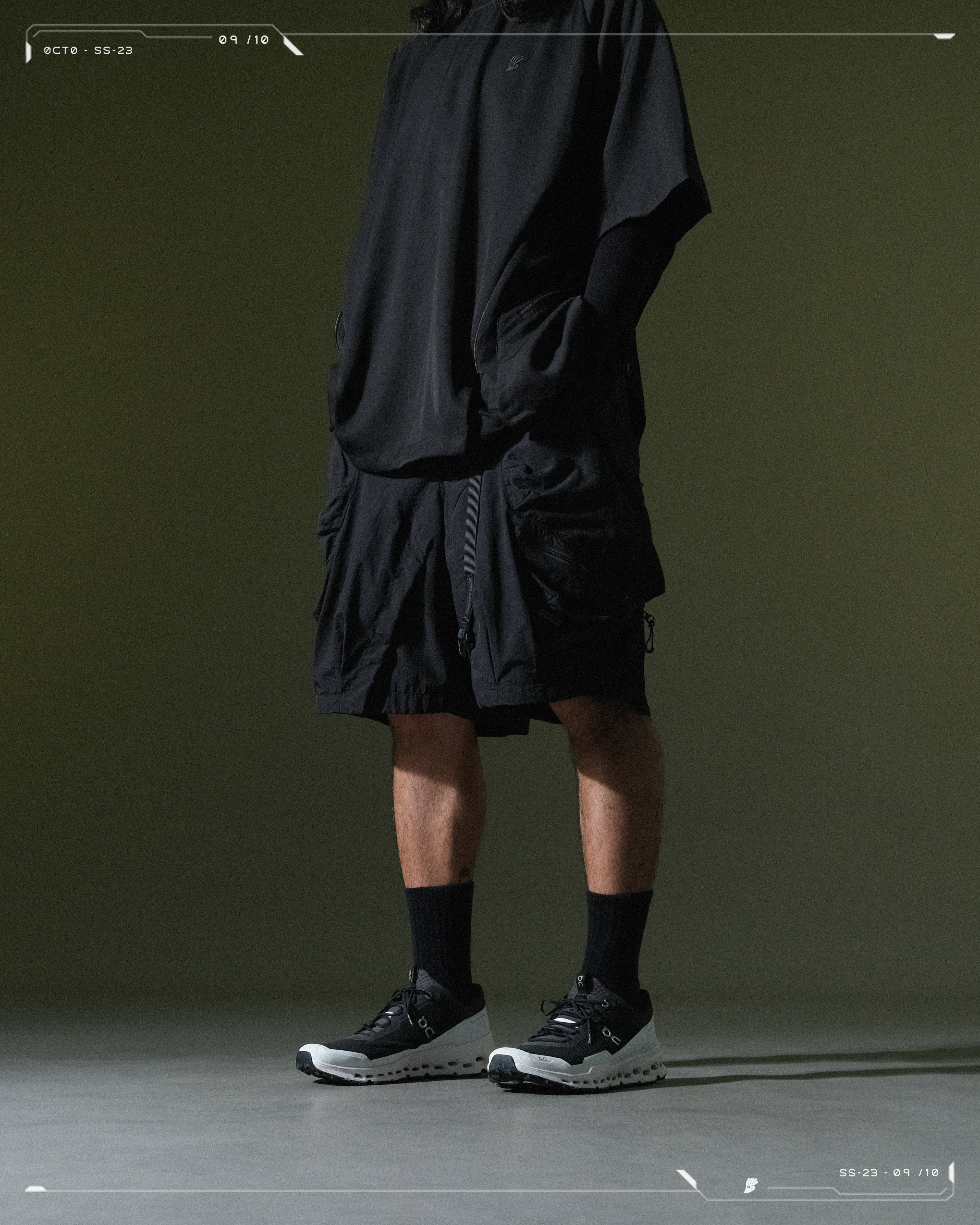 SS23 / 10 —  S23-069 Zip and Breathable Shorts (Black)