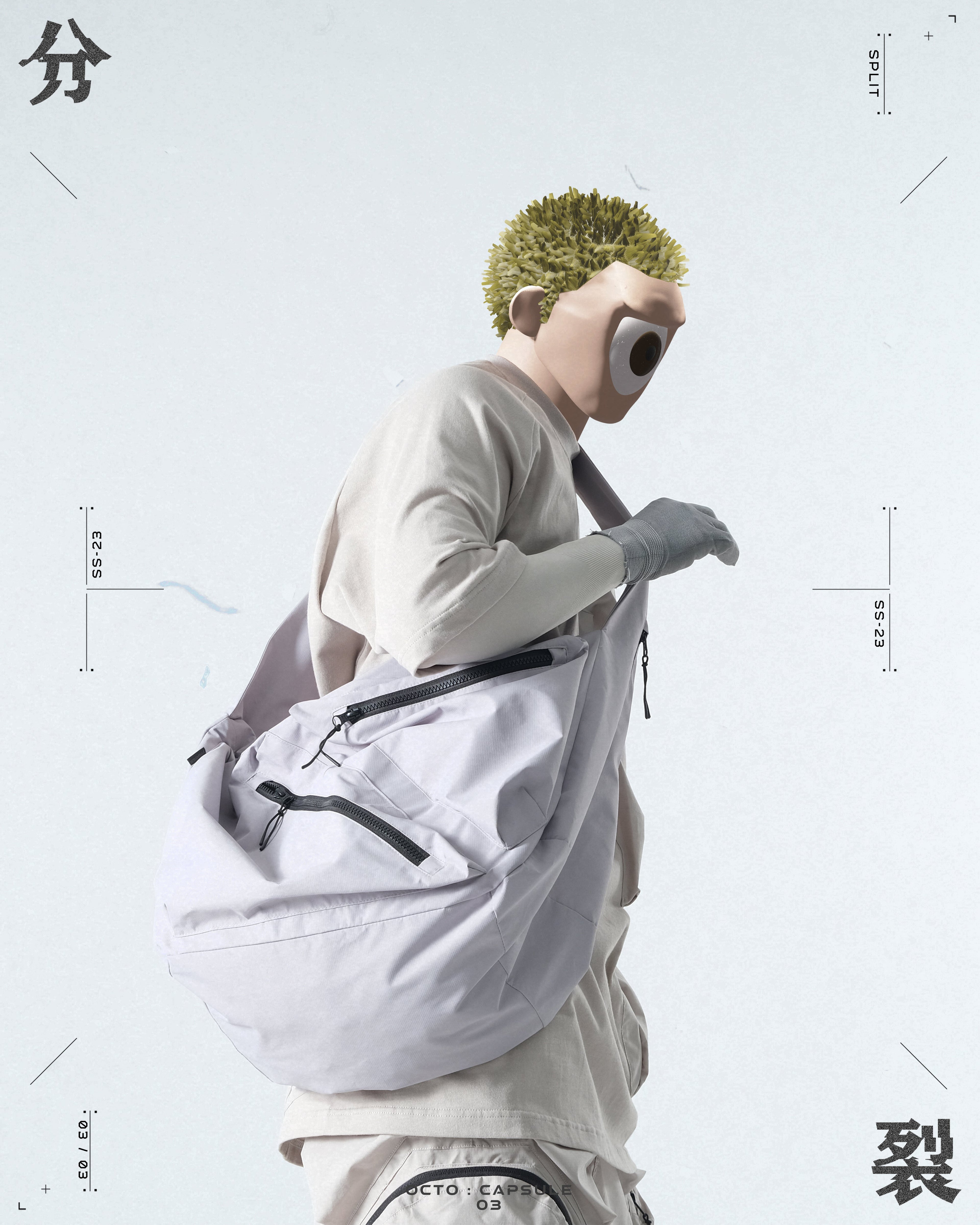 Capsule 03 / CSA-002  Split Shoulder Bag (Light Grey)