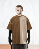 S24  / C-04-T   Dual Stitching Oversized T-shirt  (Brown)