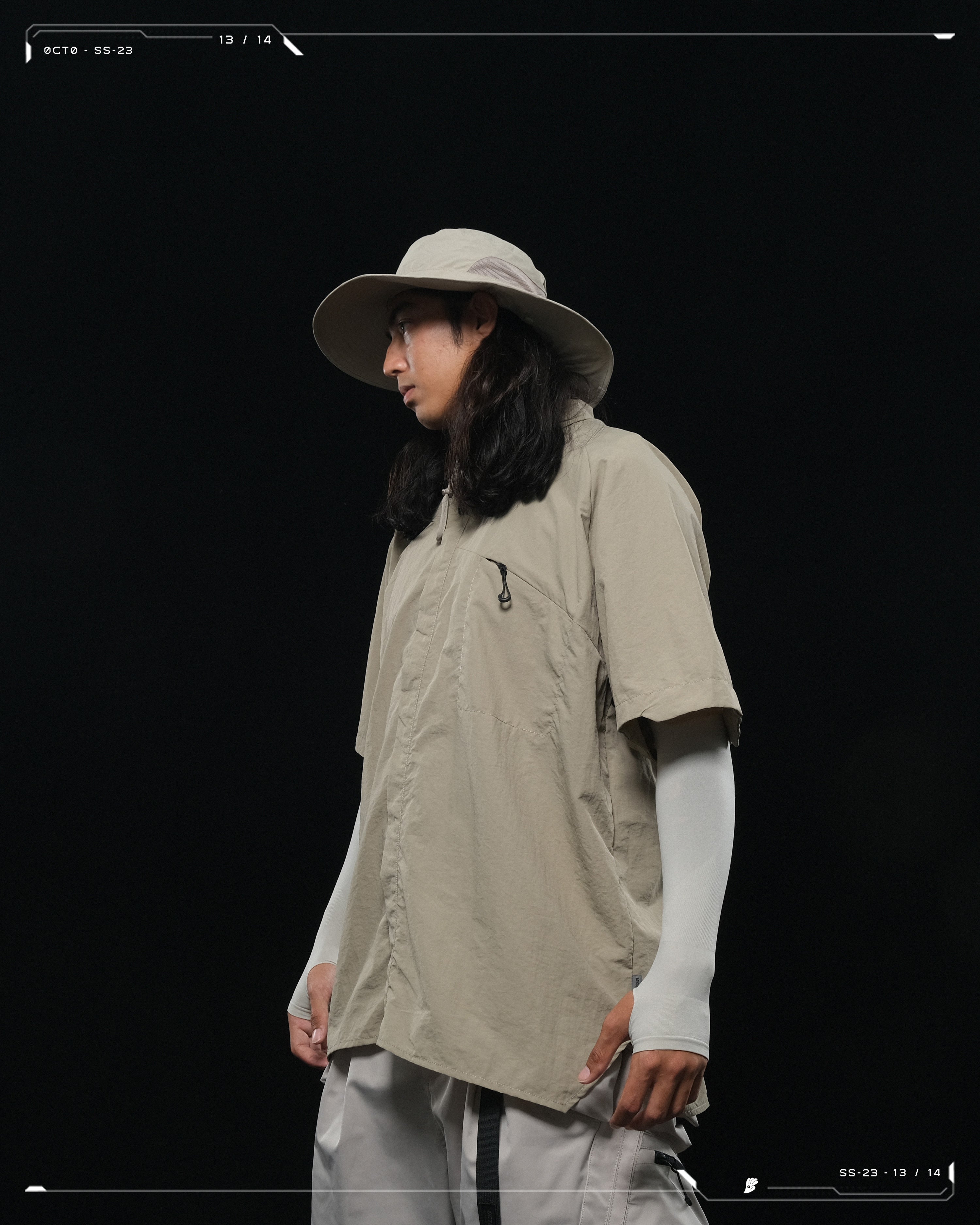SS23 / 13 — T23-072 All-in-one Vest Shirt (Khaki)