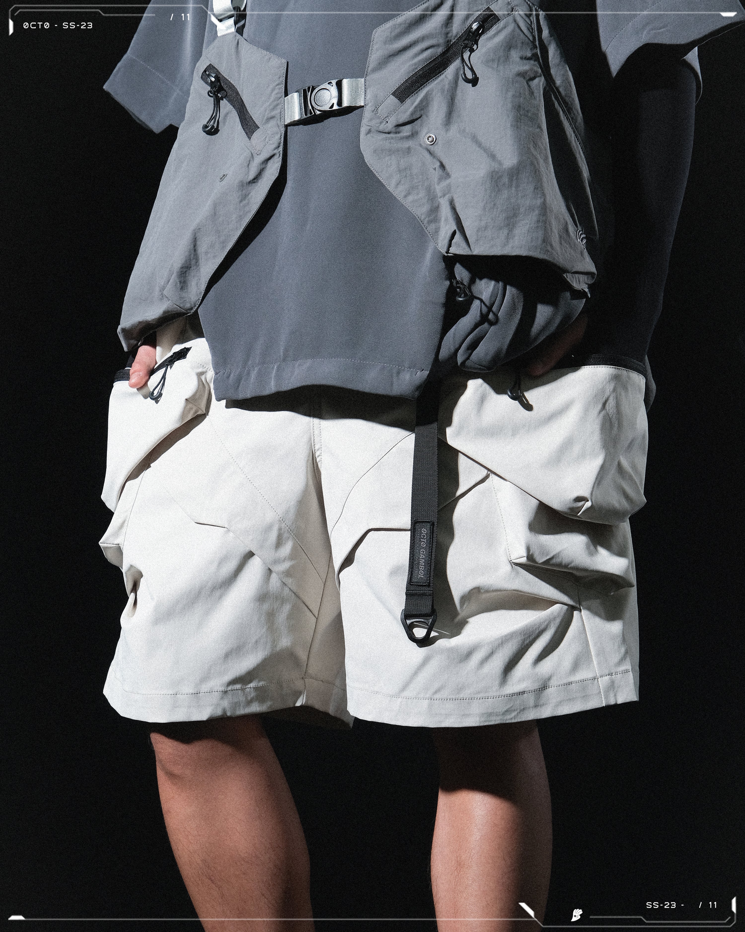 SS23 / 11 —  S23-068 Hollow Pocket Shorts (Ivory White)