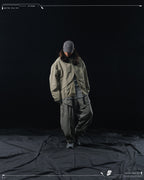 AW23 / 02 —  P23-130 Trapezoidal V-Shape Visor Arc Wide Pants  (Pewter Green)