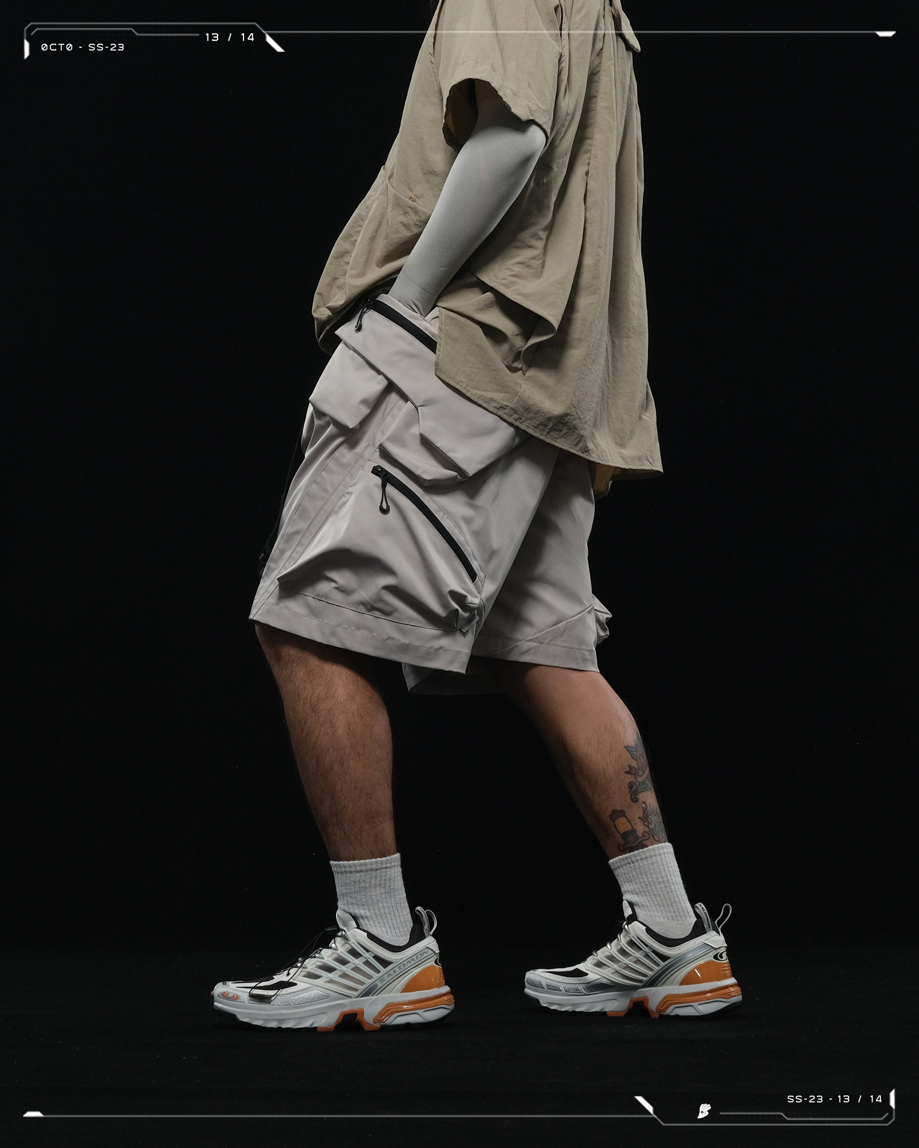 SS23 / 14 —  S23-070 Penetrate Pocket Shorts  (Khaki Grey)