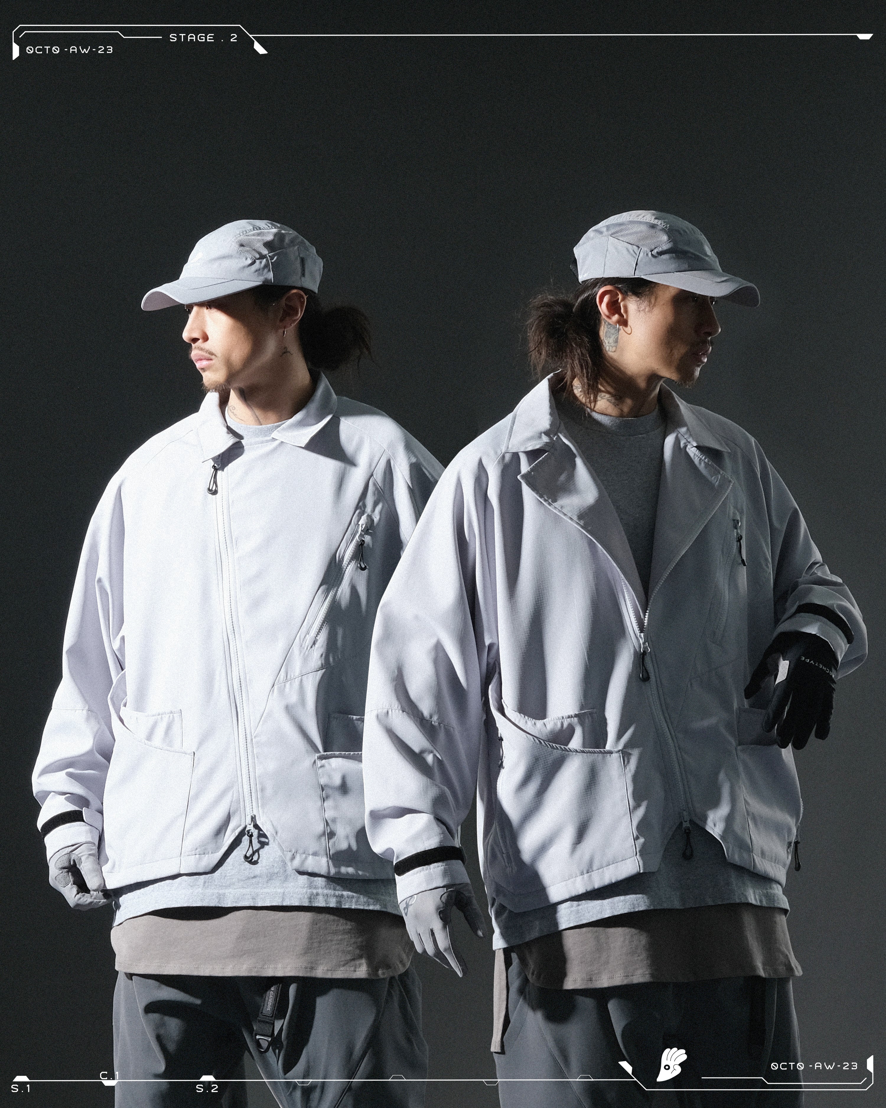 AW23 / 04 —J23-026  Oblique deformation Blazer (Bright Grey)