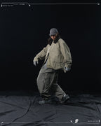 AW23 / 02 —  P23-130 Trapezoidal V-Shape Visor Arc Wide Pants  (Pewter Green)