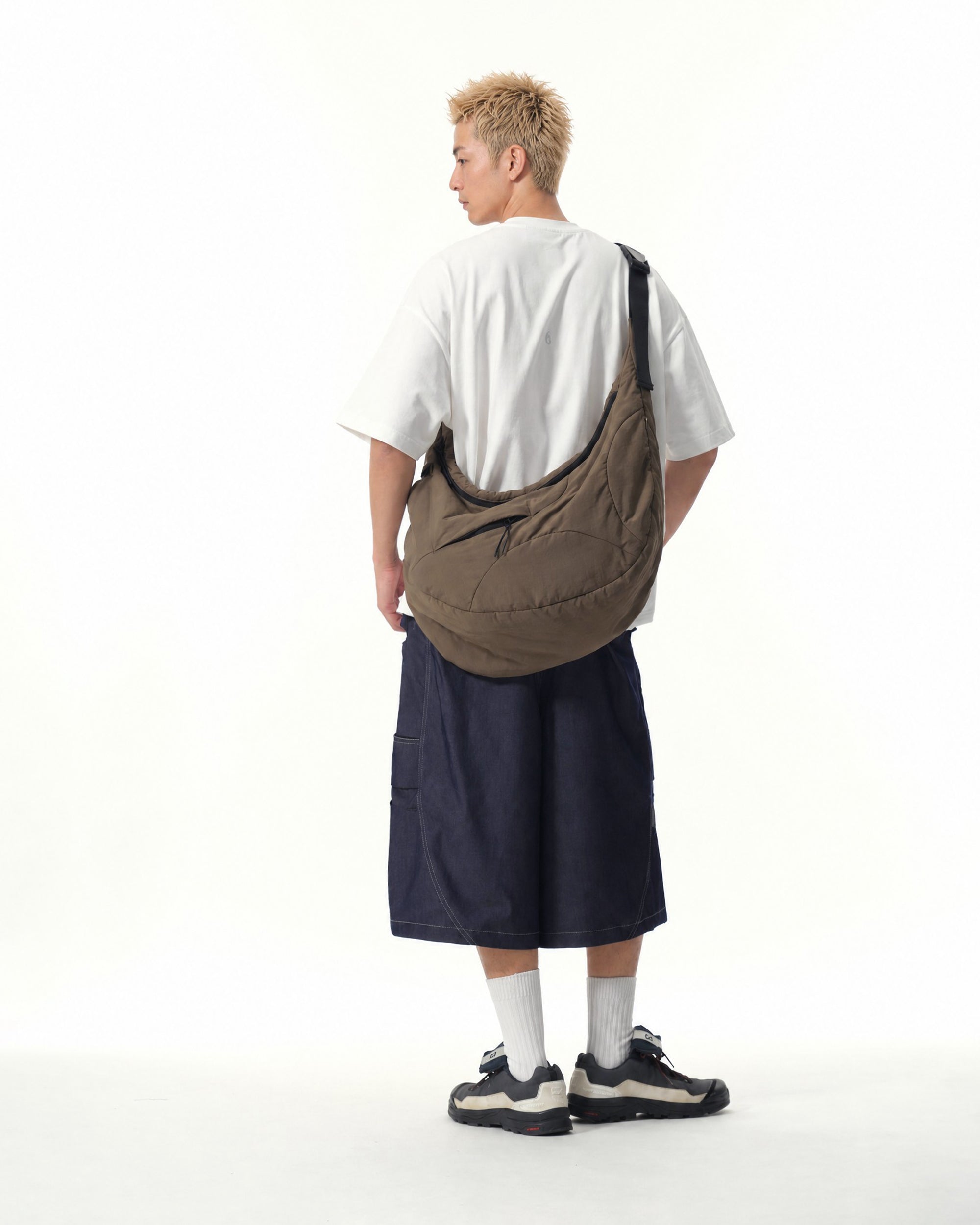 S26-C2-B / Offset Void Crescent Bag (Brown)