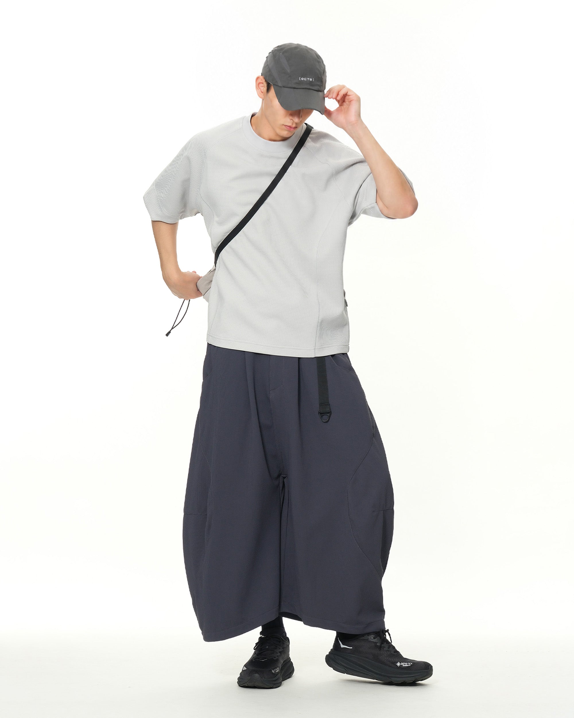 S26-PR-P2 / Light Grid Barrel Pants (N-Grey)