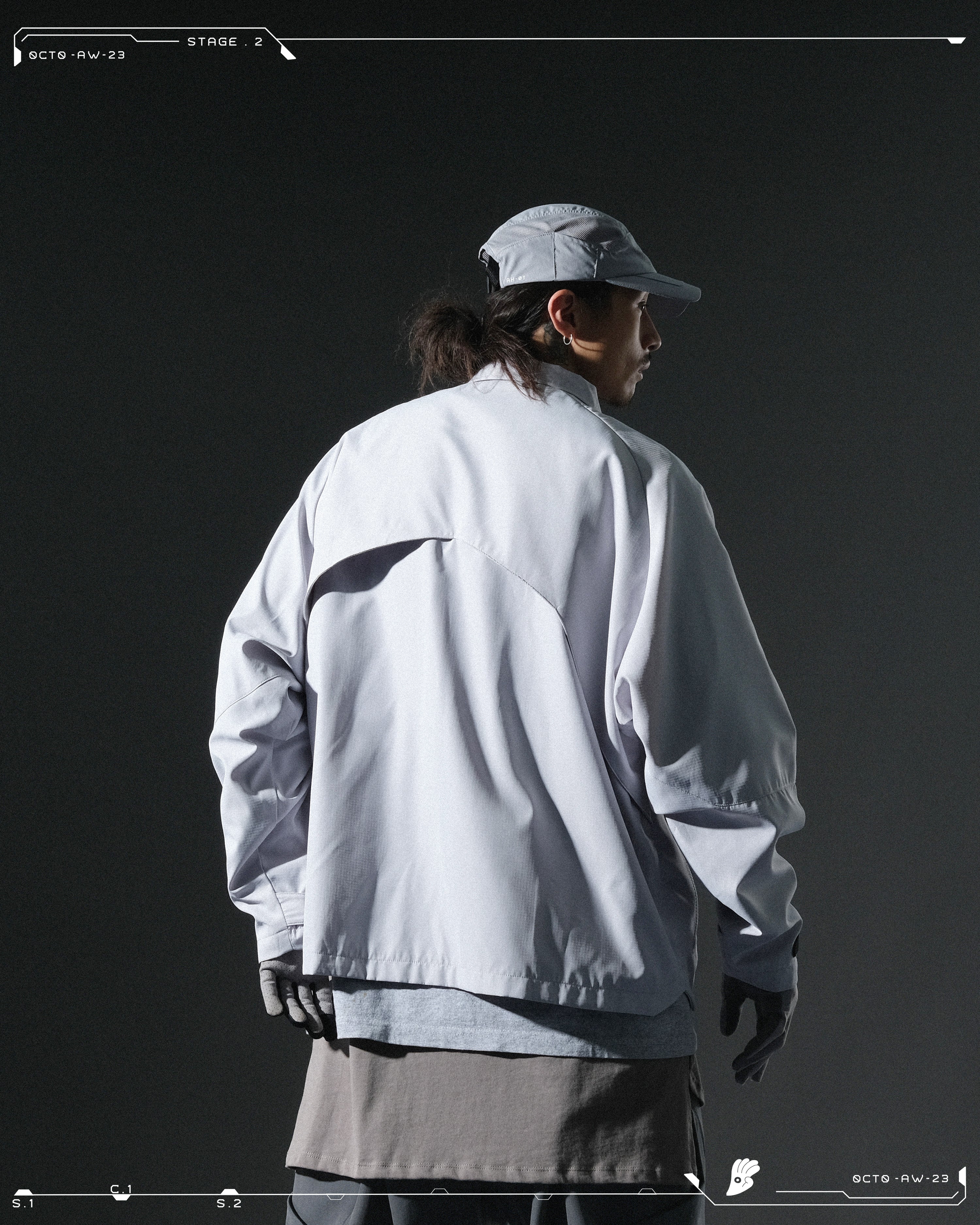 AW23 / 04 —J23-026  Oblique deformation Blazer (Bright Grey)
