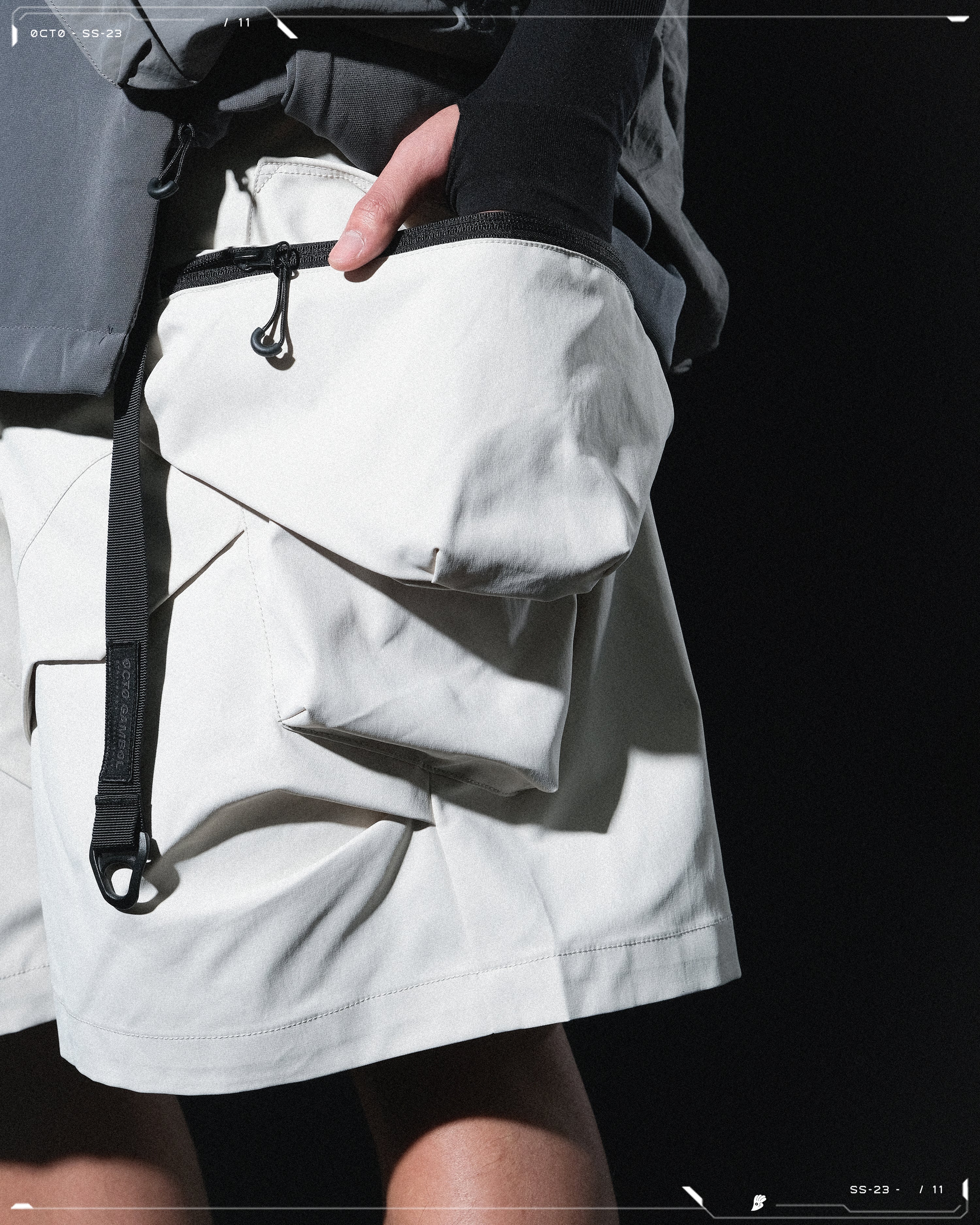 SS23 / 11 —  S23-068 Hollow Pocket Shorts (Ivory White)