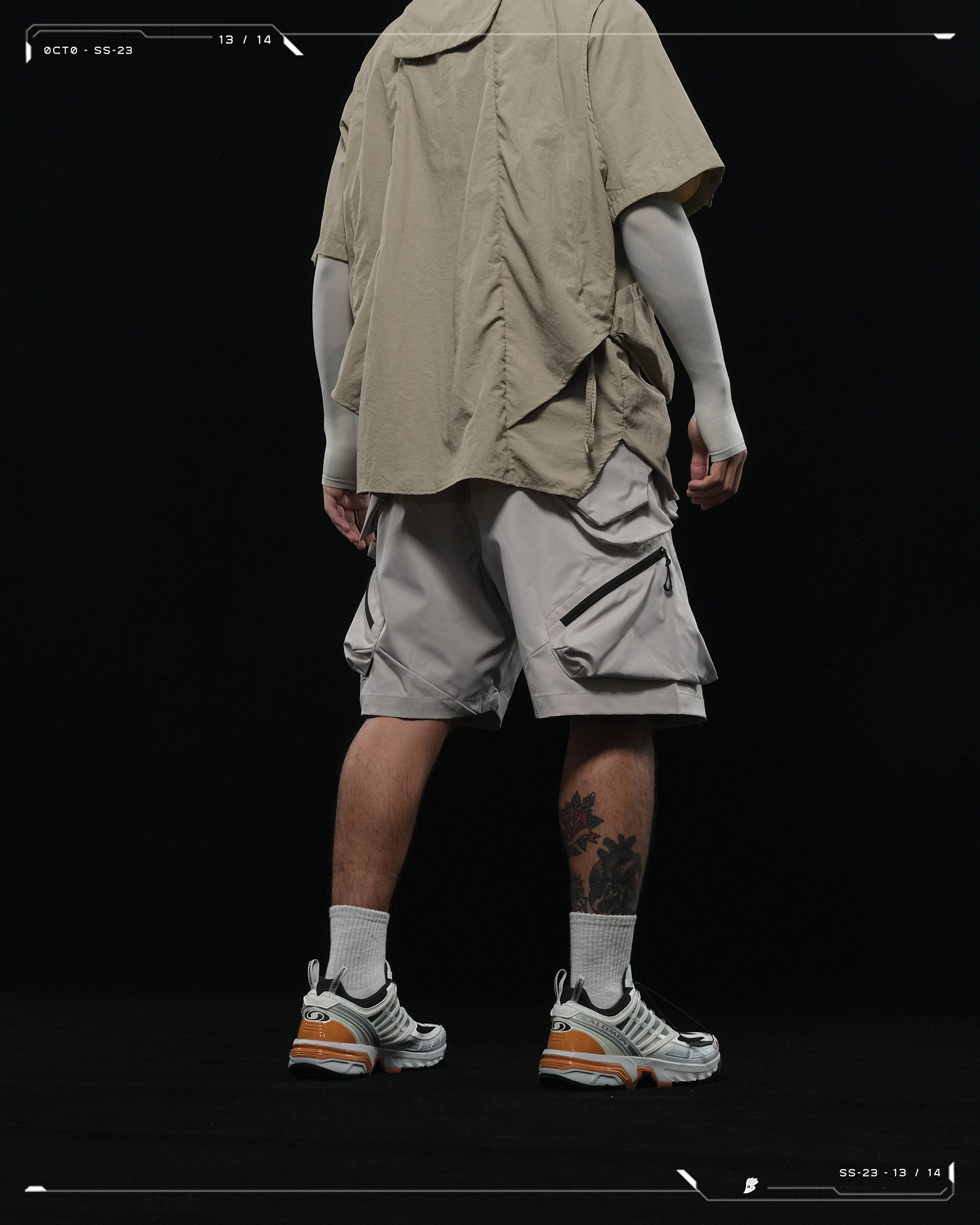 SS23 / 14 —  S23-070 Penetrate Pocket Shorts  (Khaki Grey)