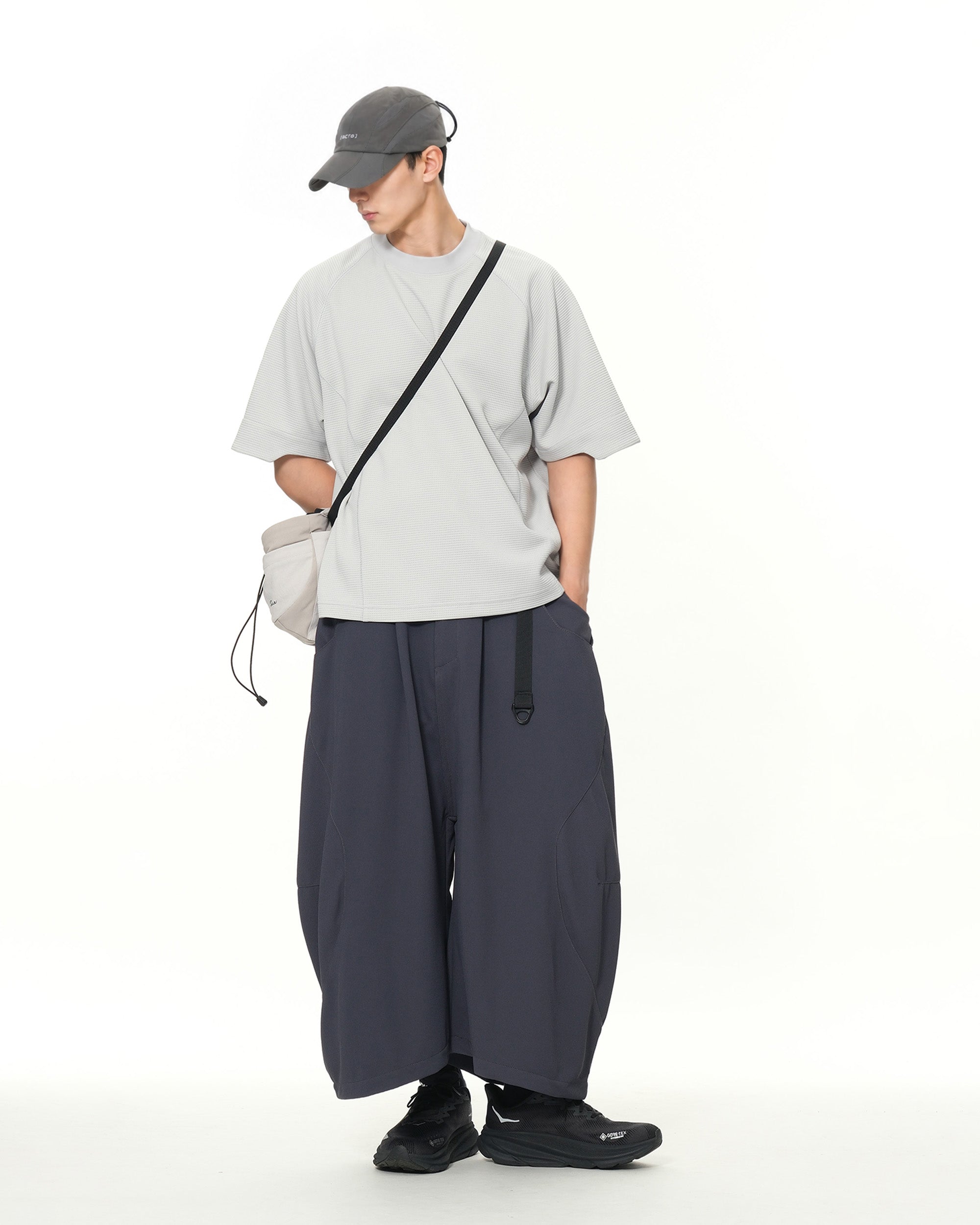 S26-PR-P2 / Light Grid Barrel Pants (N-Grey)
