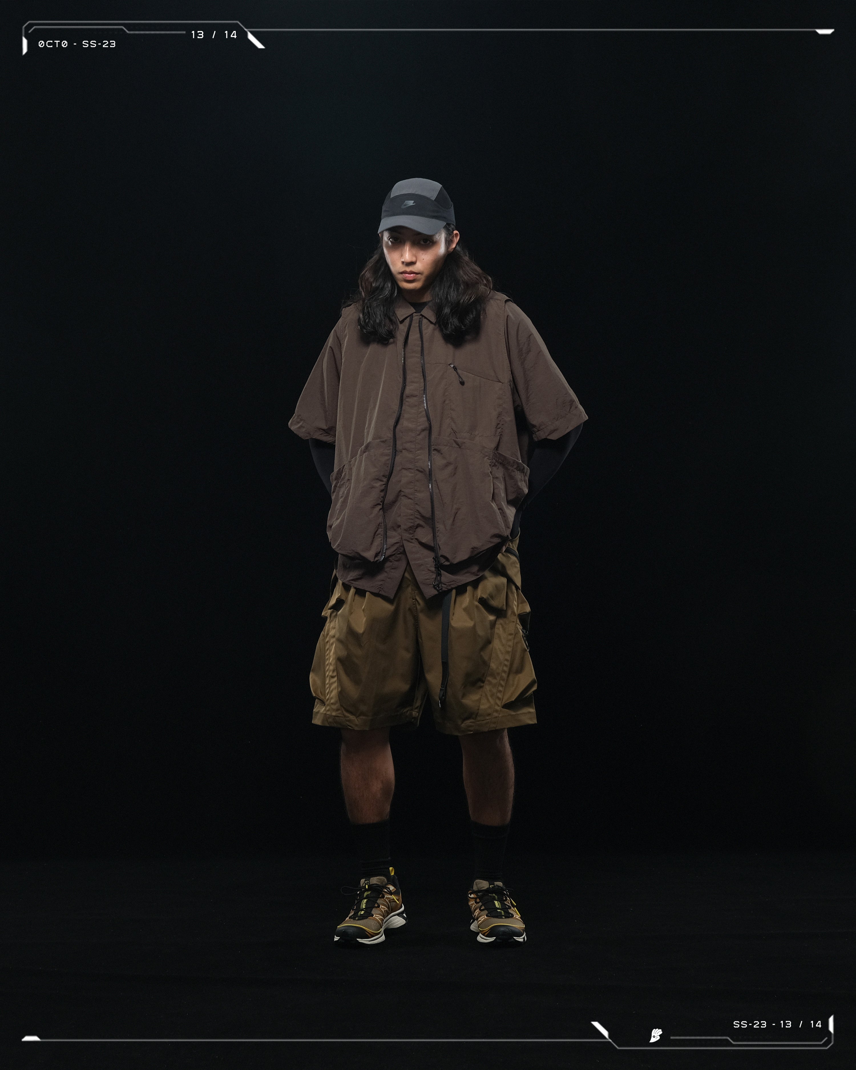 SS23 / 13 — T23-072 All-in-one Vest Shirt (Brown)