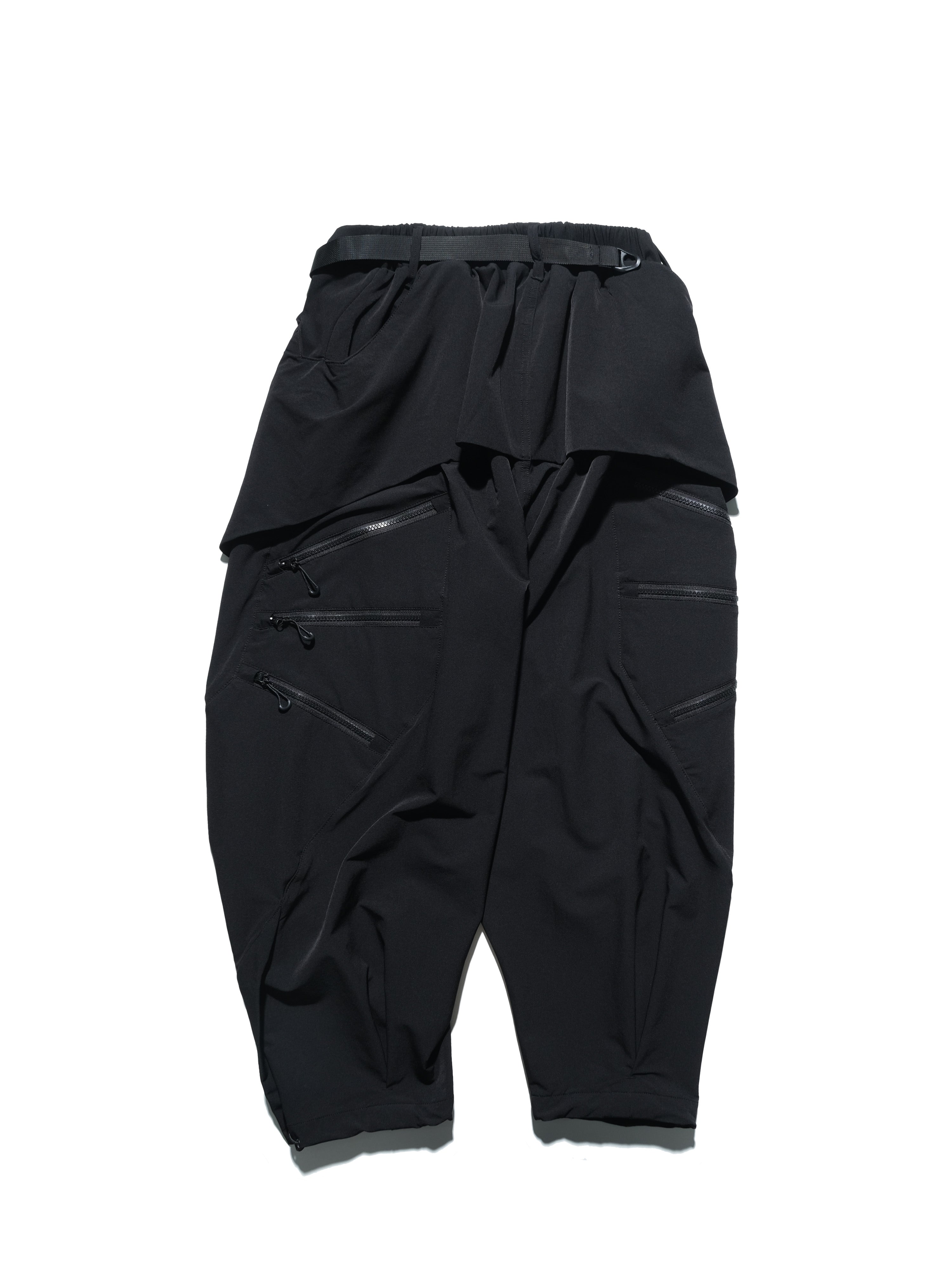 AW23 / 02 —  P23-130 Trapezoidal V-Shape Visor Arc Wide Pants  (Black)