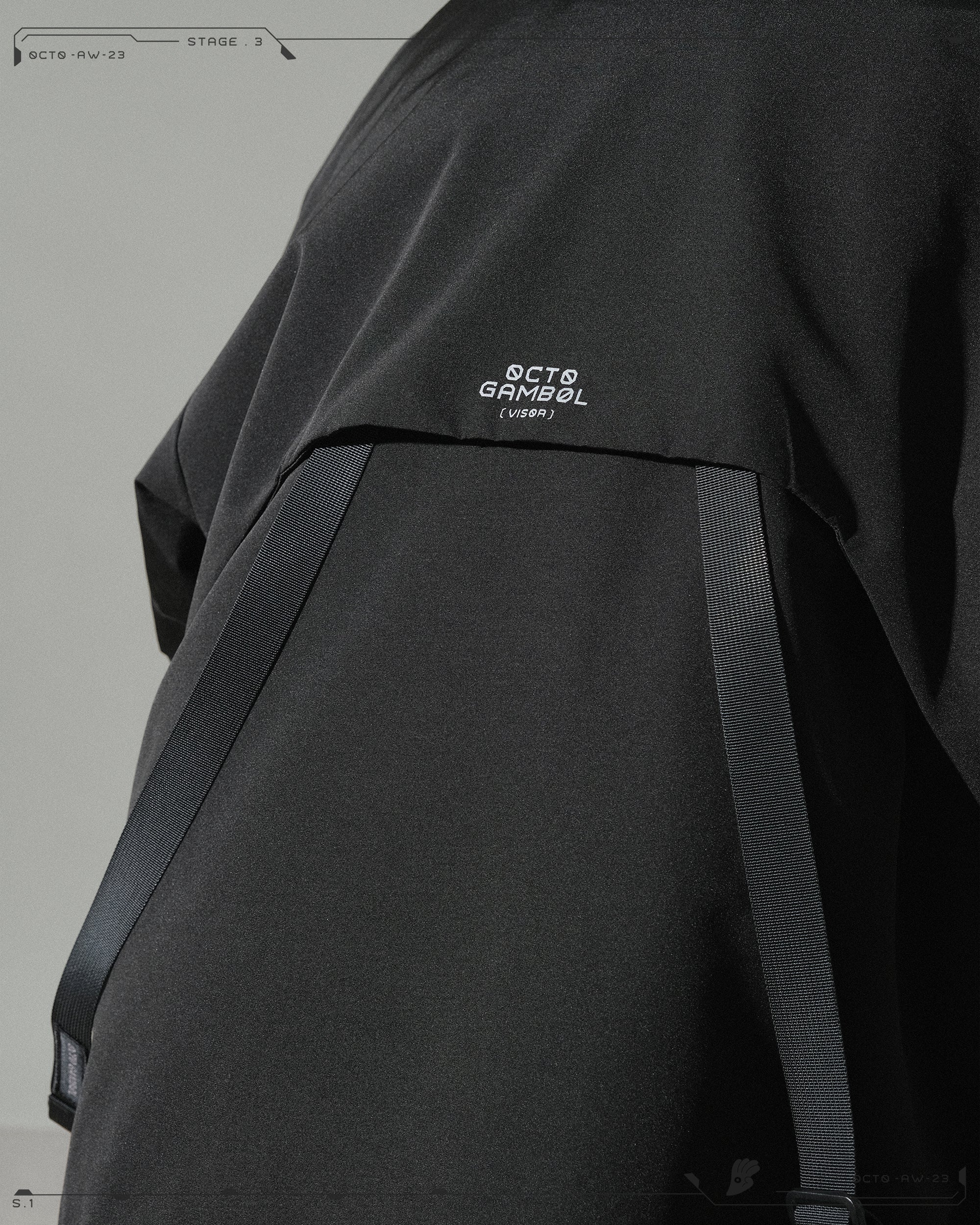 AW23 / 08 —J23-028  Radial Visor Windbreaker (Black)