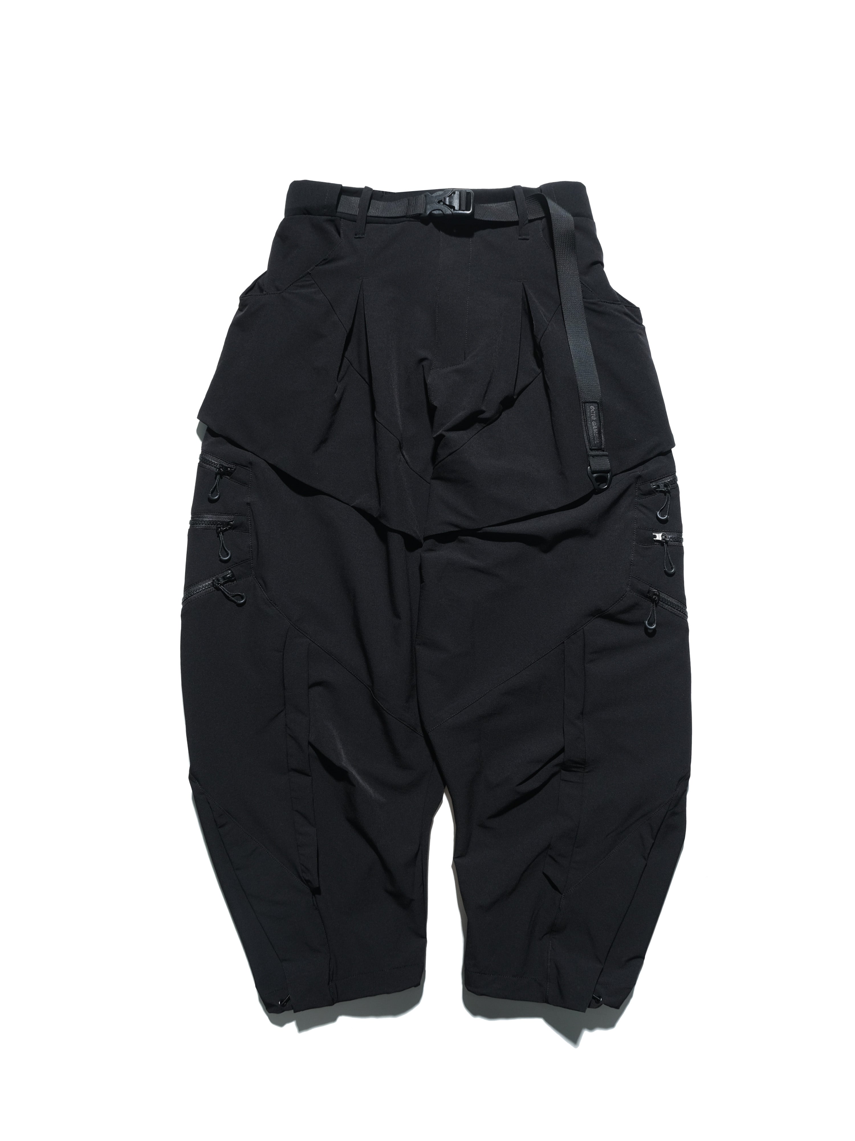 AW23 / 02 —  P23-130 Trapezoidal V-Shape Visor Arc Wide Pants  (Black)