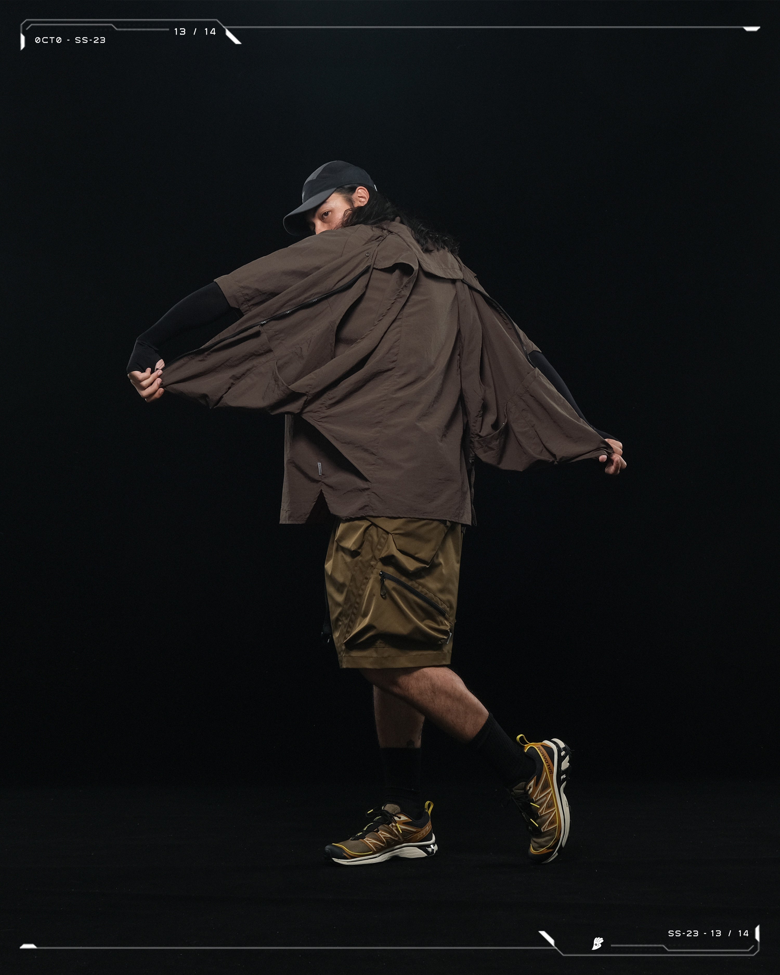 SS23 / 13 — T23-072 All-in-one Vest Shirt (Brown)