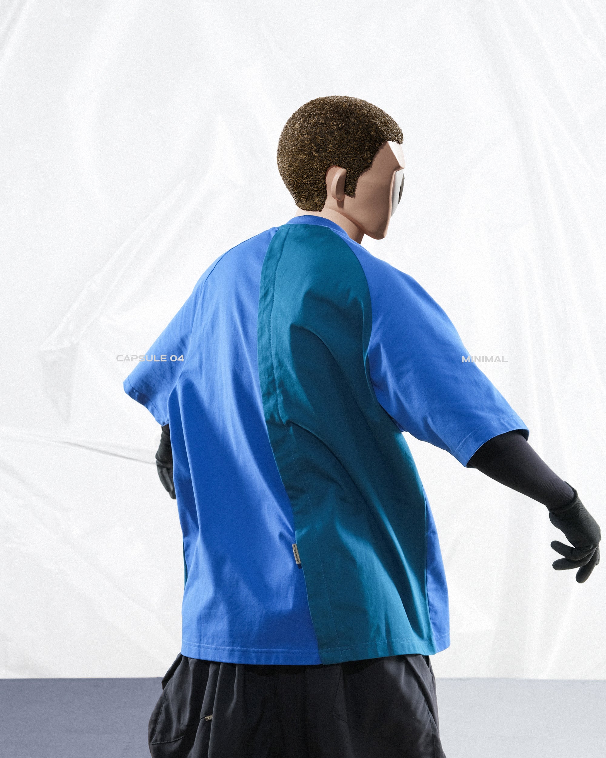 S24  / C-04-T   Dual Stitching Oversized T-shirt  (Aegean Blue)