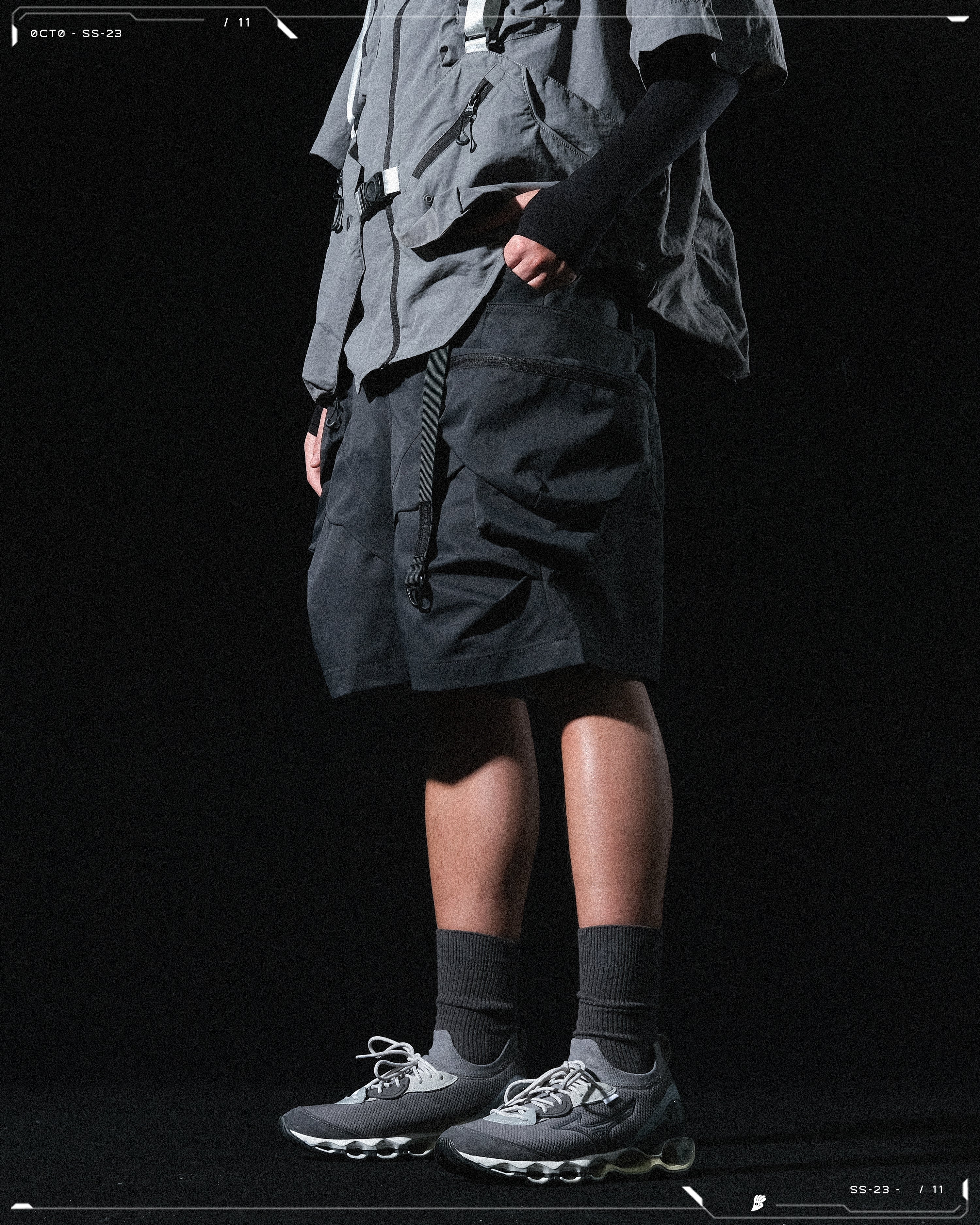SS23 / 11 —  S23-068 Hollow Pocket Shorts (Steel Blue)