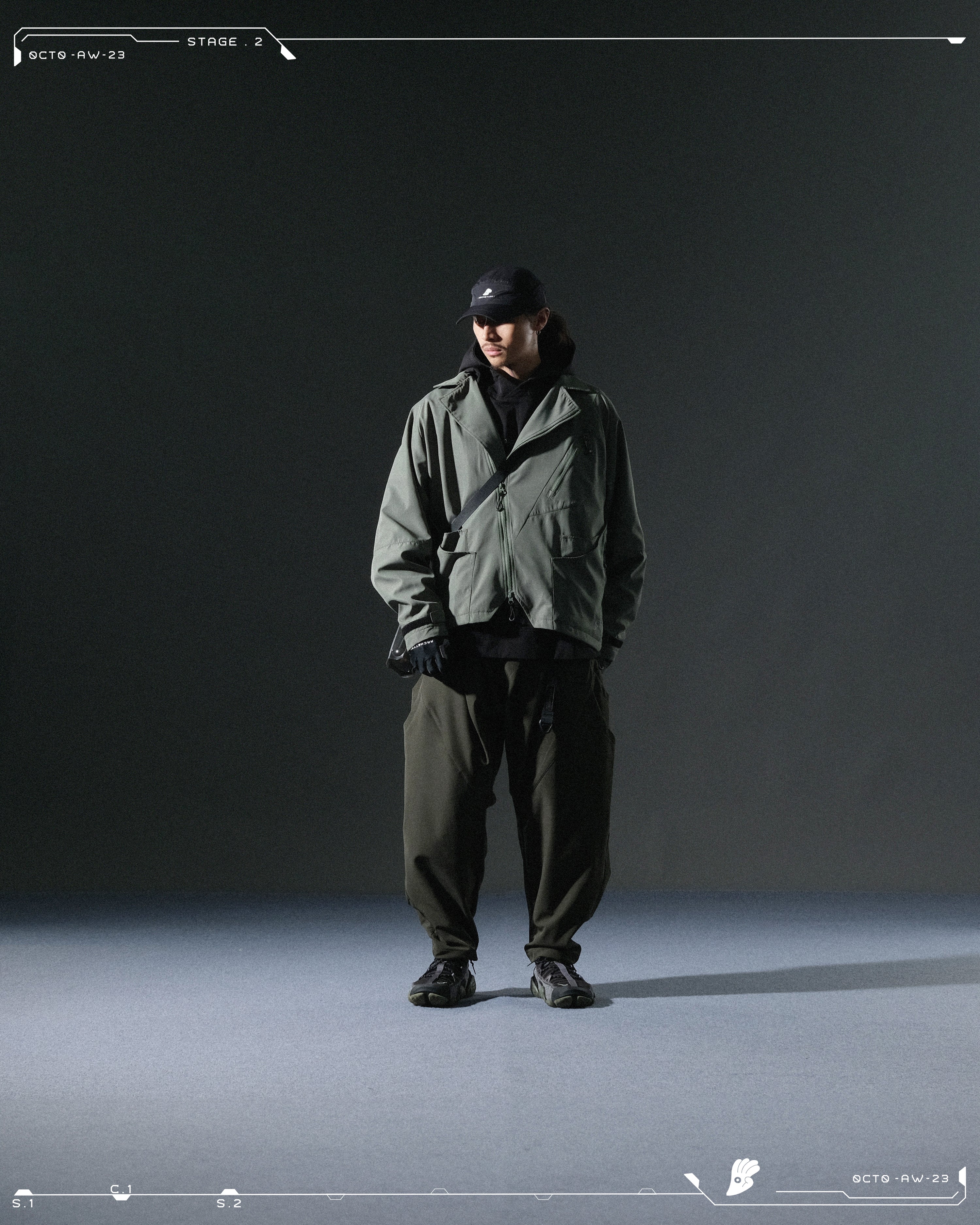 AW23 / 04 —J23-026  Oblique deformation Blazer (Pewter Green)