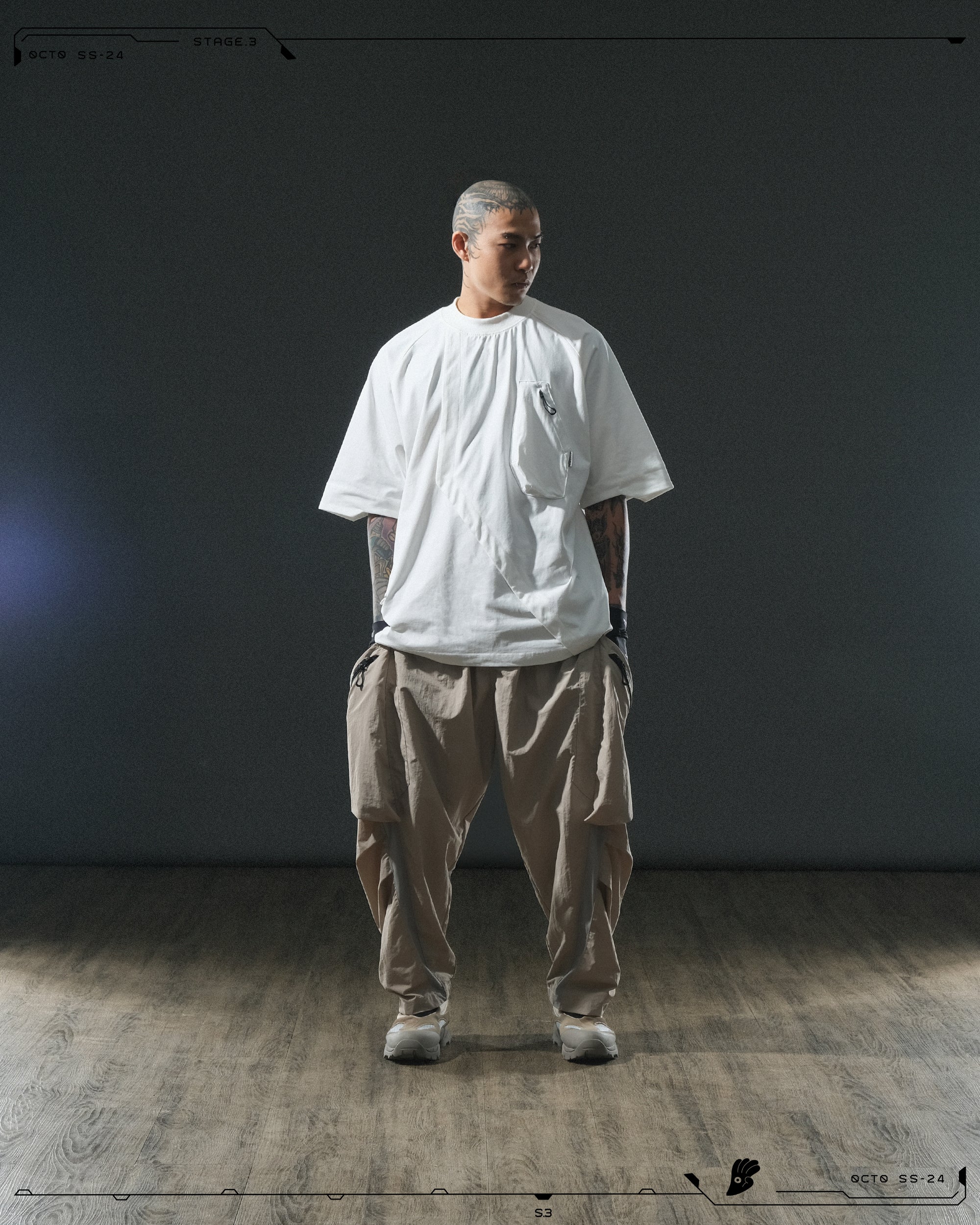S24  / 12 —  T-04  Trapezoid Sukkiri T-shirt  (White)