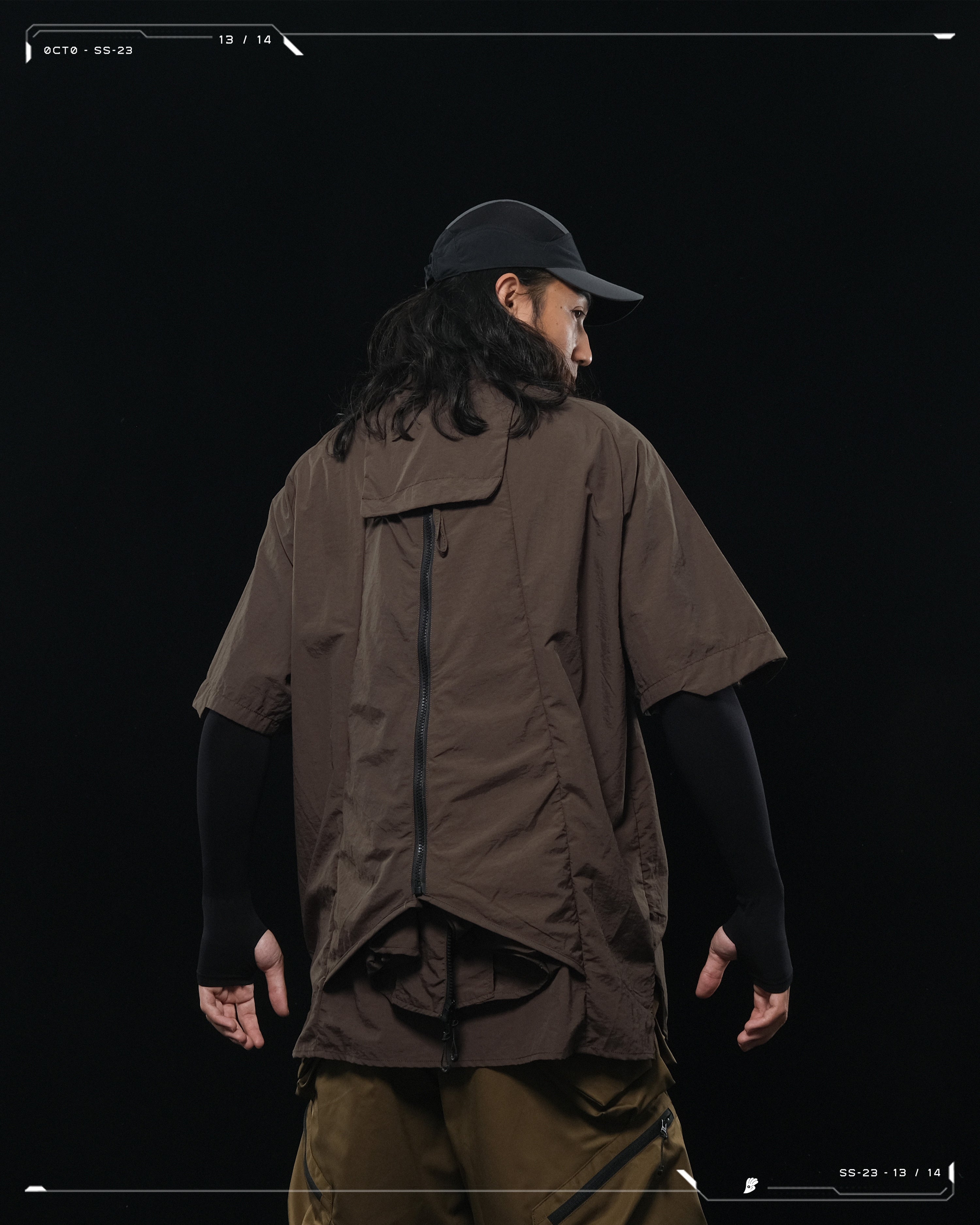 SS23 / 13 — T23-072 All-in-one Vest Shirt (Brown)