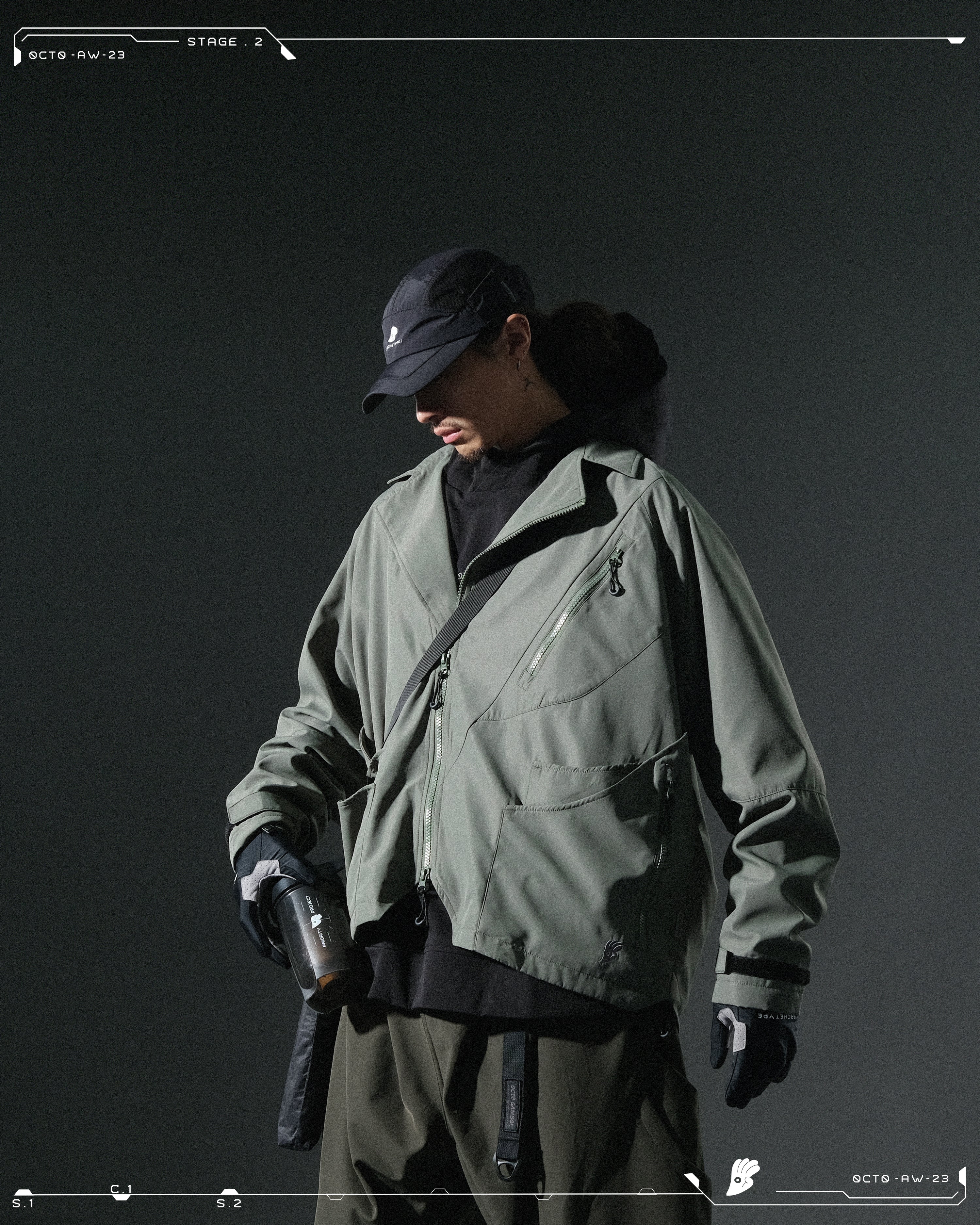 AW23 / 04 —J23-026  Oblique deformation Blazer (Pewter Green)