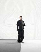 S24  / C-04-T   Dual Stitching Oversized T-shirt  (Black)