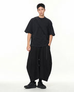 S26-PR-P2 / Light Grid Barrel Pants (Black)