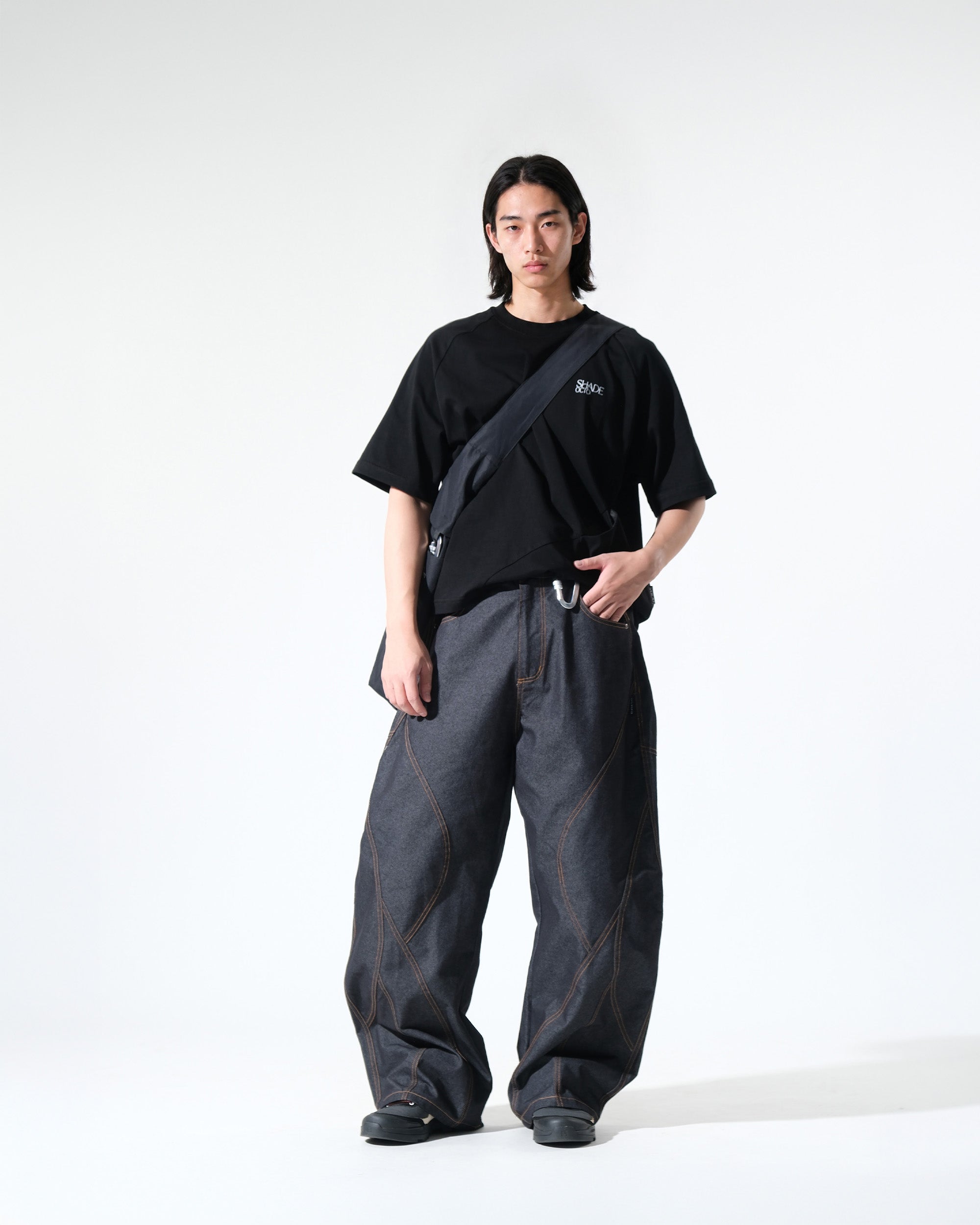 S26-SD3-P / Race Line Denim Pants (N-Black)