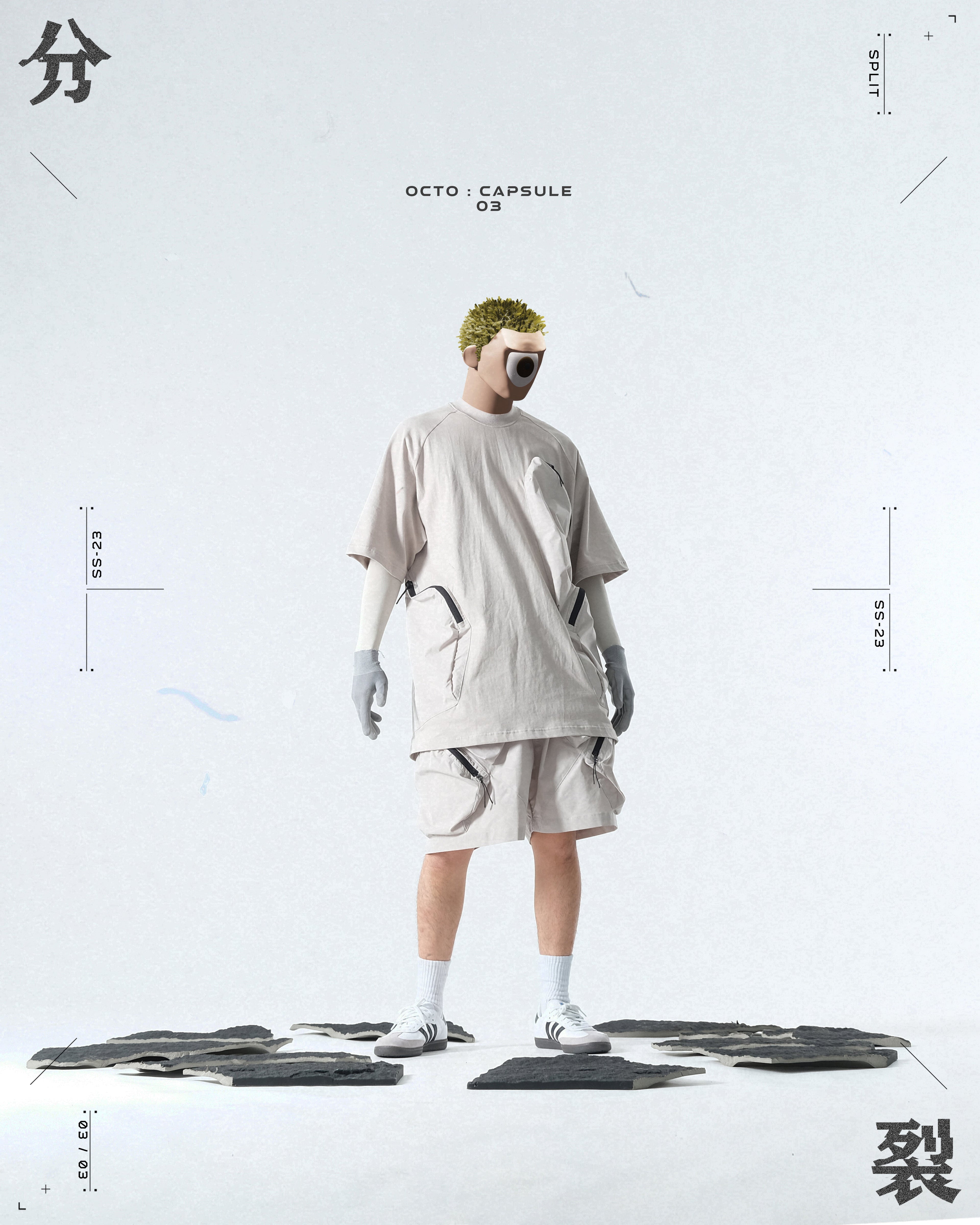 Capsule 03 / CST-119  Split T-shirt  (Light Grey)