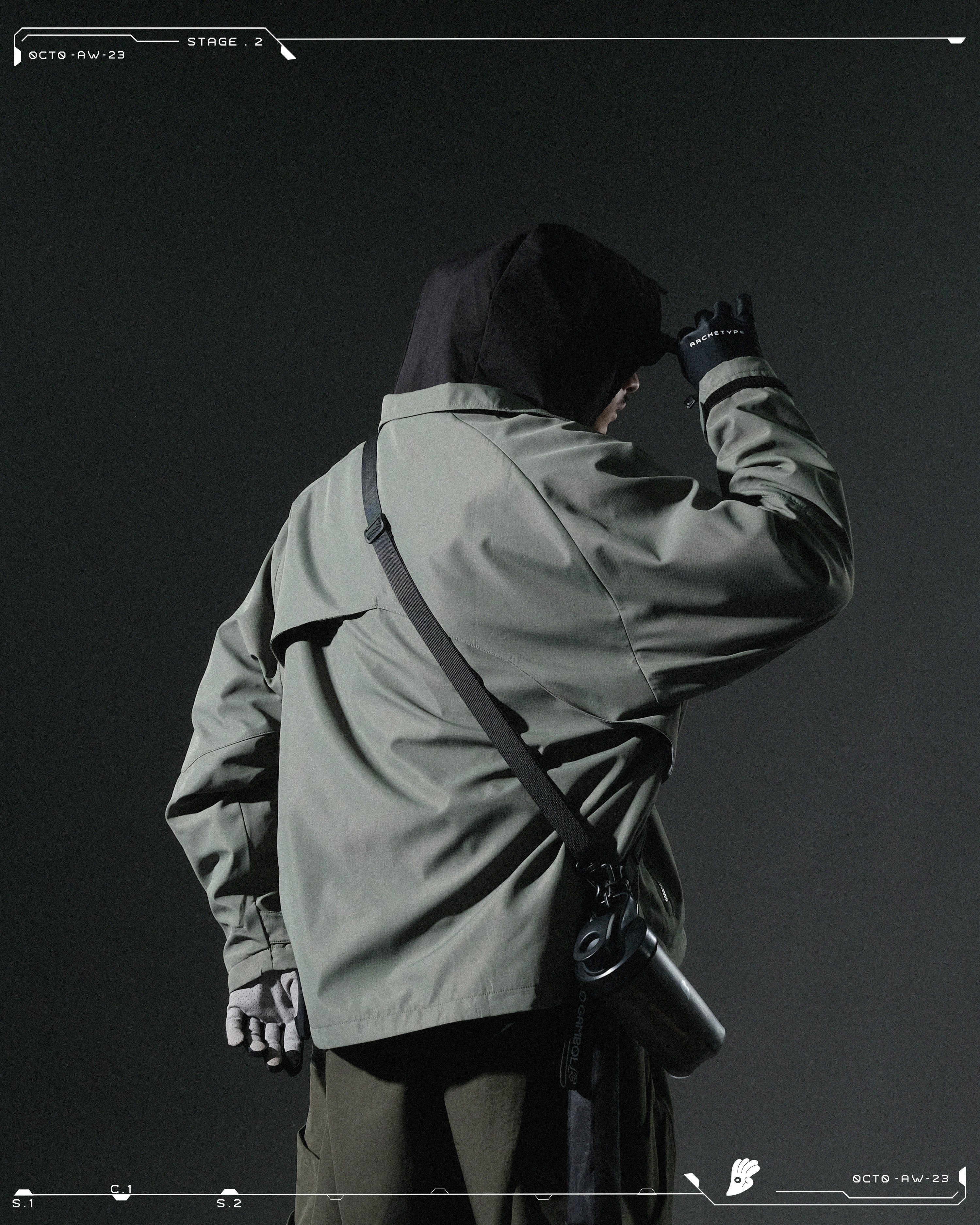 AW23 / 04 —J23-026  Oblique deformation Blazer (Pewter Green)