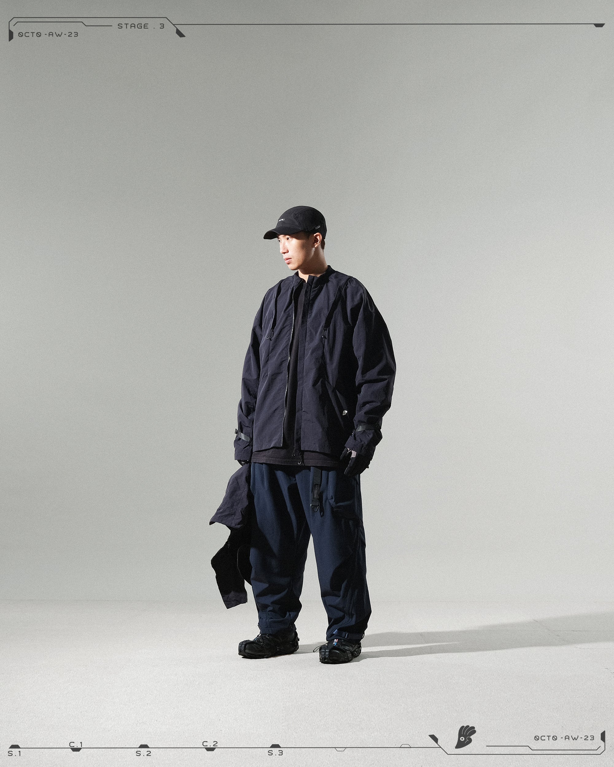 AW23 / 10 — T23-076  Detachable Mighty form Windbreaker (Navy)