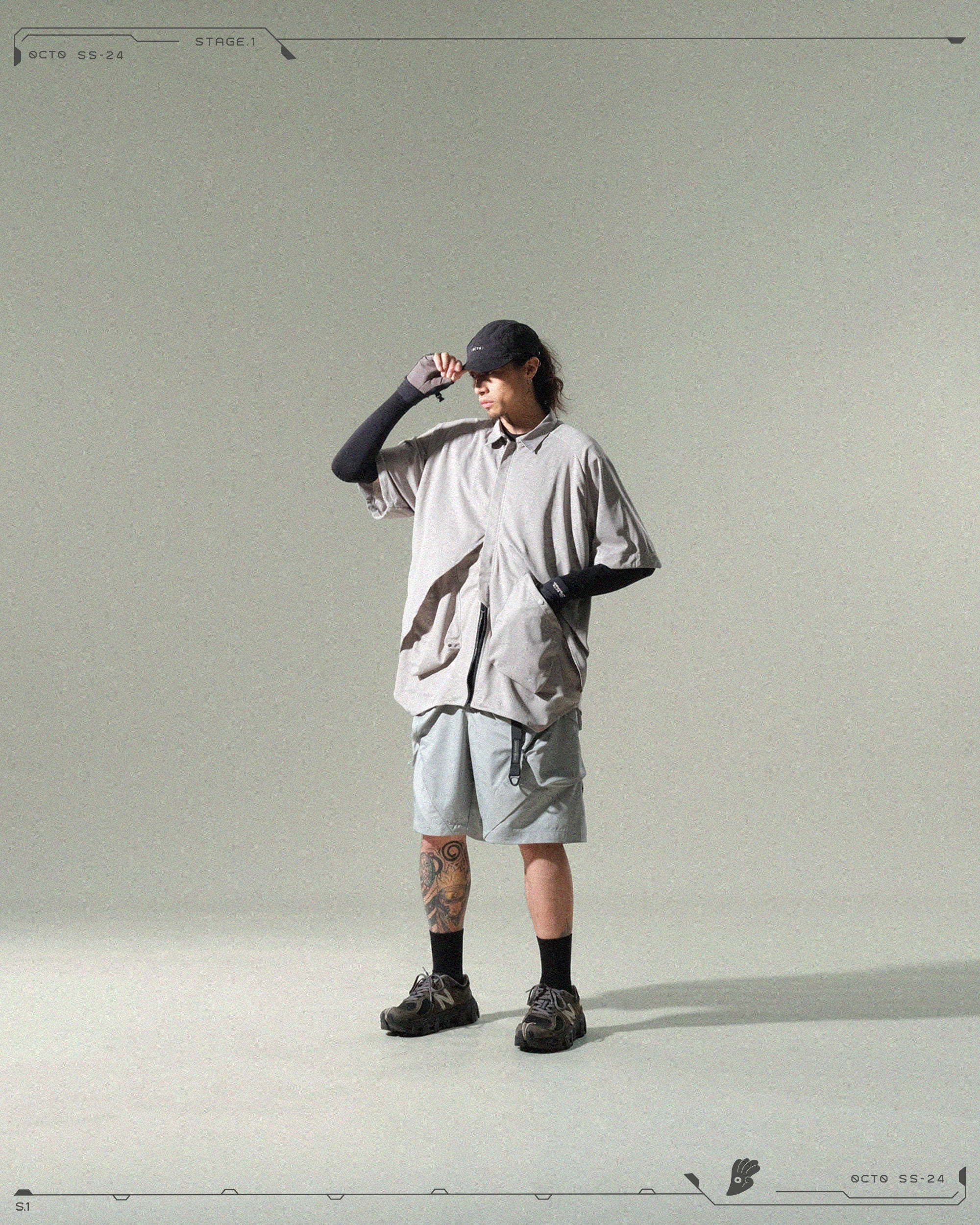 S24 / 02 — S-01  Radial Visor Shorts  (Slate Grey)