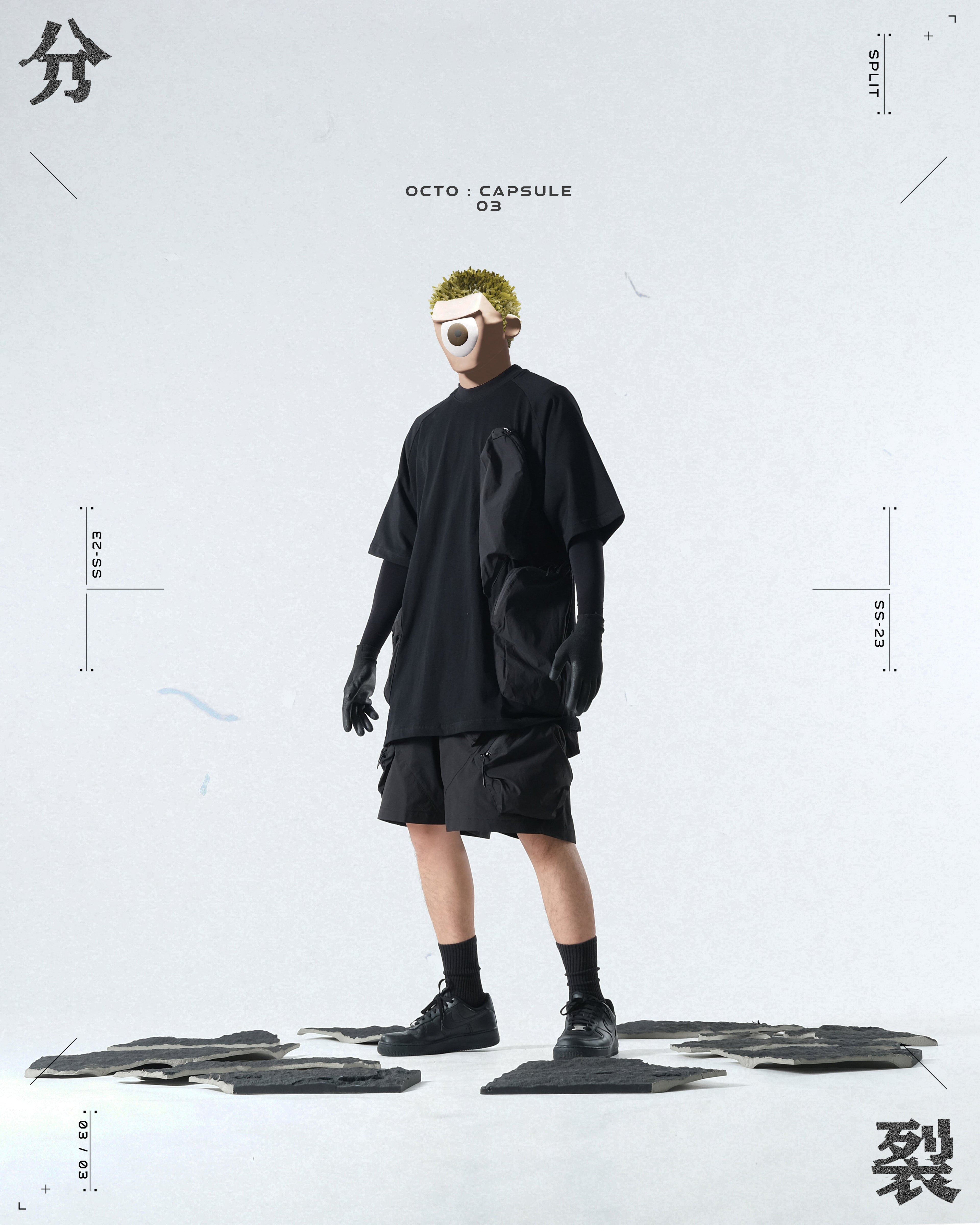 Capsule 03 / CST-119  Split T-shirt  (Black)