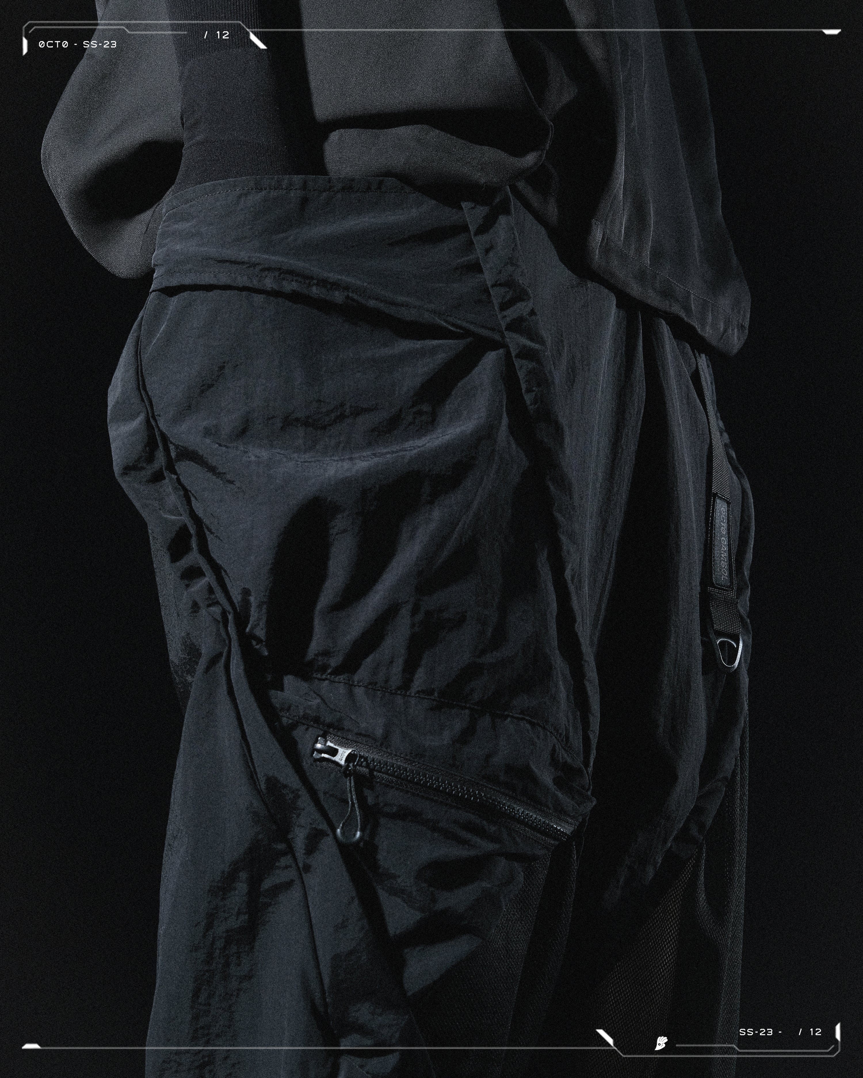 SS23 / 12 —  P23-129 Rollable Pocket Pants  (Black)