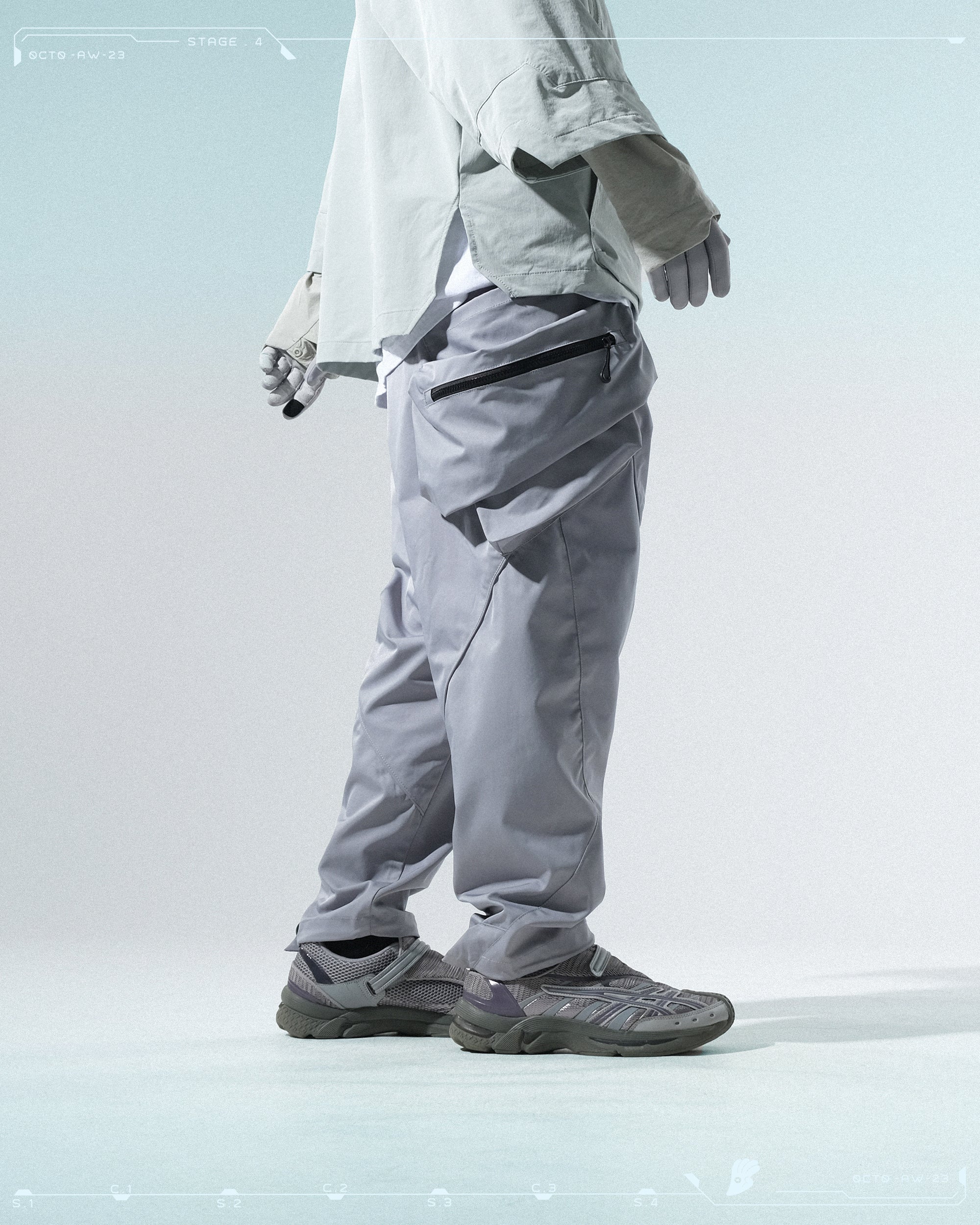 AW23 / 12 —  P23-134 Hollow Pocket Access Orb Pants  (Bright Grey)